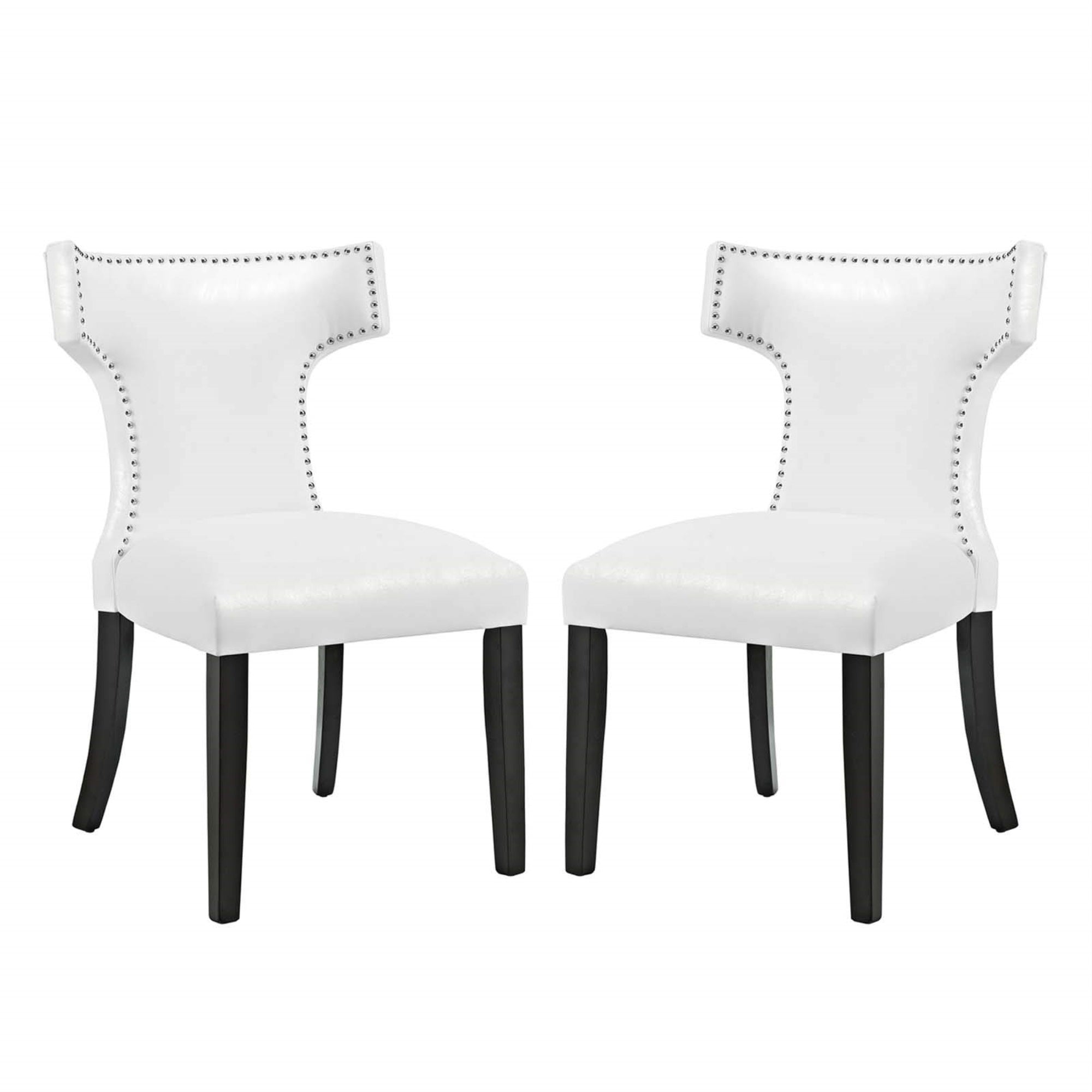 Casafoyer Curve Vinyl Set Of 2, Two Dining Chairs, White