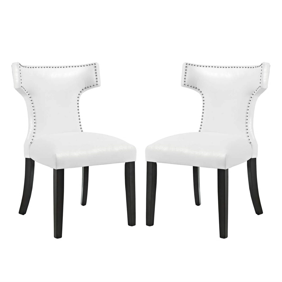 Casafoyer Curve Vinyl Set Of 2, Two Dining Chairs, White