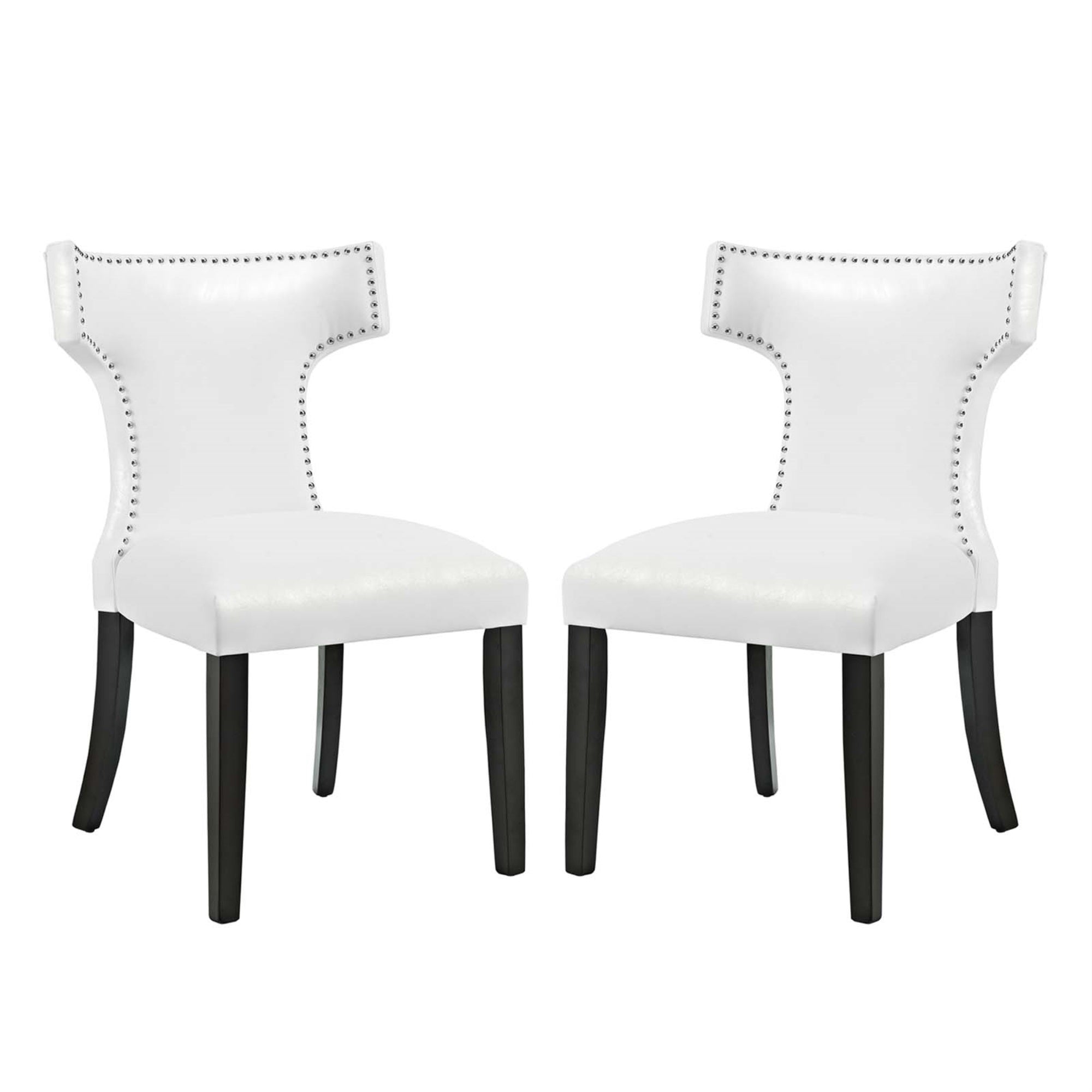 Curve Dining Side Chair - Elegant And Comfortable Chair With Nailhead Trim, Dense Foam Padding, And Tapered Wood Legs - Set Of 2