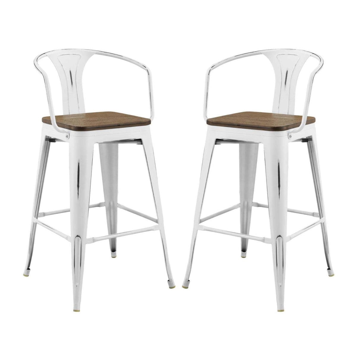 Casafoyer Promenade Bar Stool Set Of 2, White
