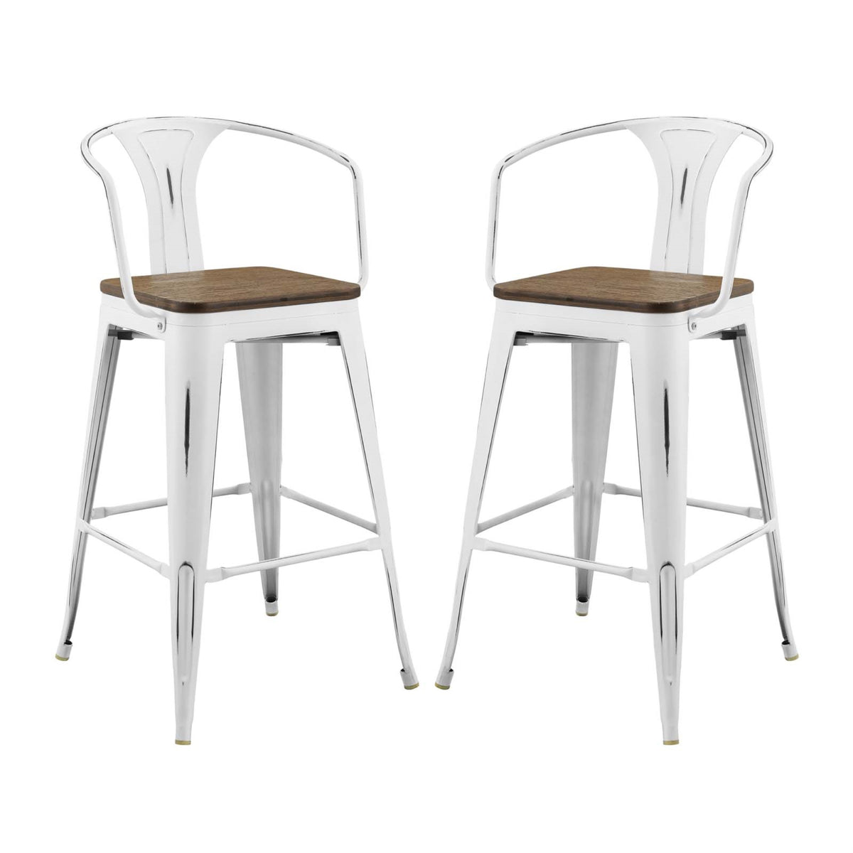 Promenade Bar Stool Set Of 2 White