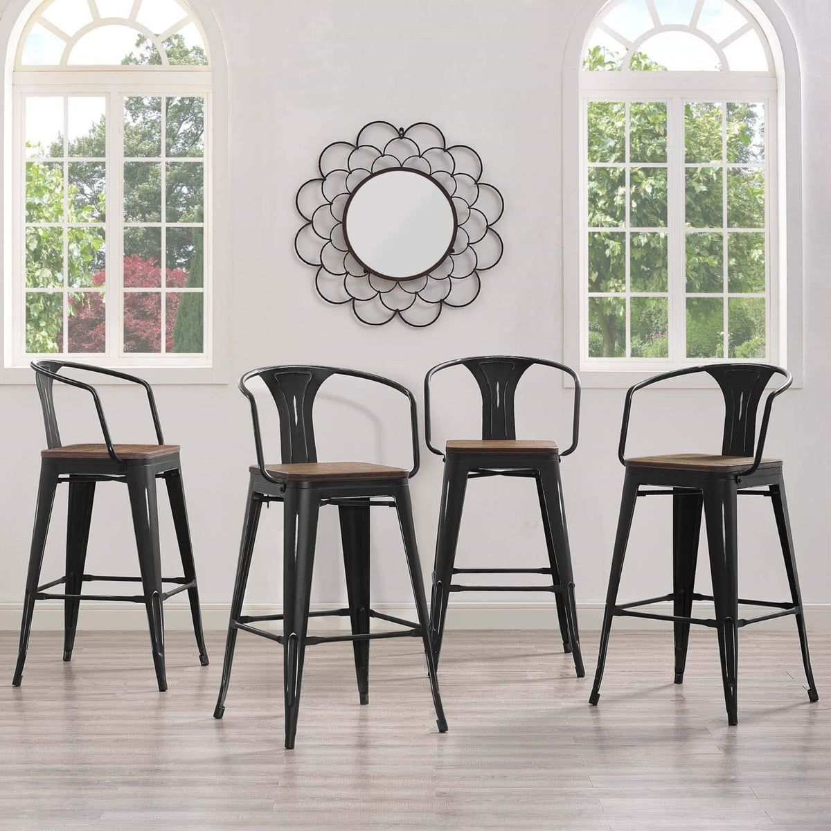 Casafoyer Promenade Bar Stool Set Of 4, Black