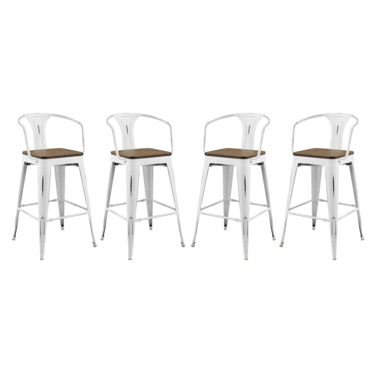 Casafoyer Promenade 30' Modern Metal Bar Stools In White (Set Of 4)