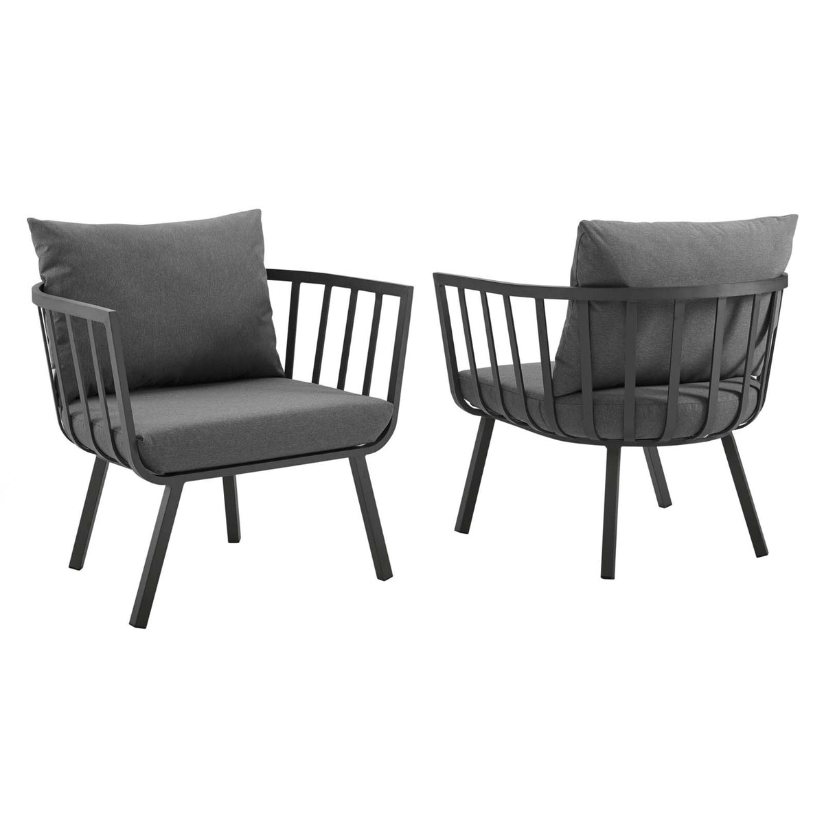 Riverside Outdoor Patio Aluminum Armchair Set Of 2 Gray Charcoal
