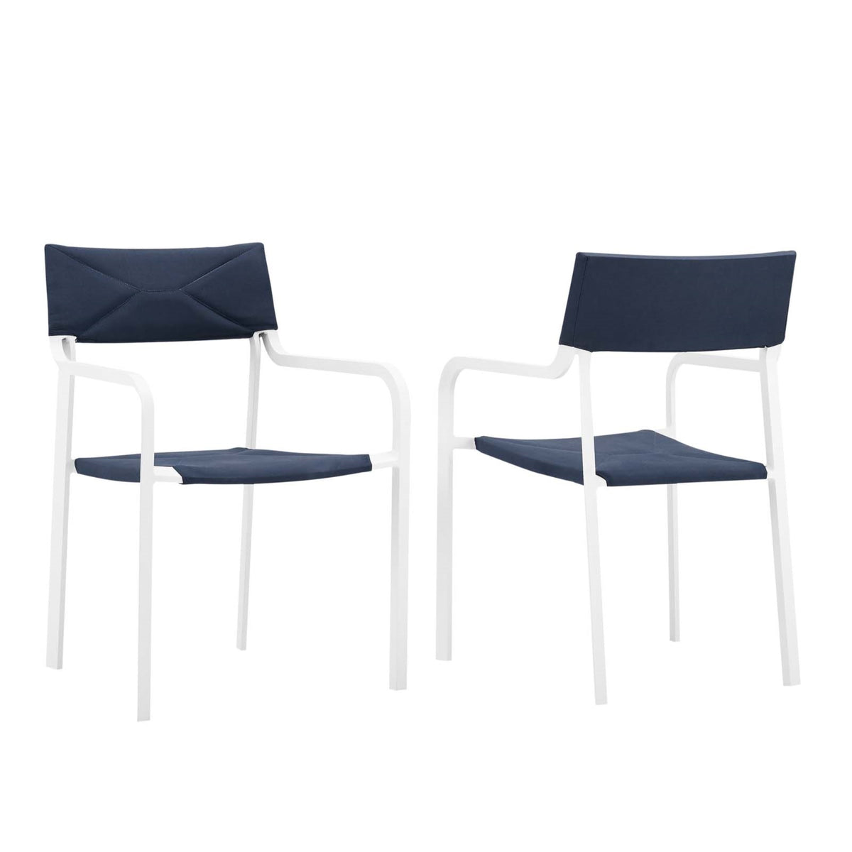 Raleigh Outdoor Patio Aluminum Armchair Set Of 2 White Navy