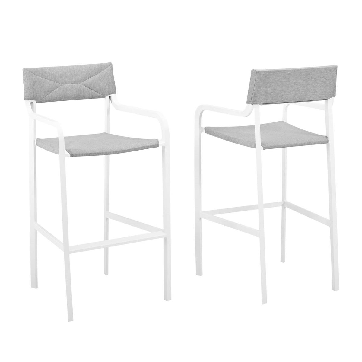 Raleigh Outdoor Patio Aluminum Bar Stool Set Of 2 White Gray