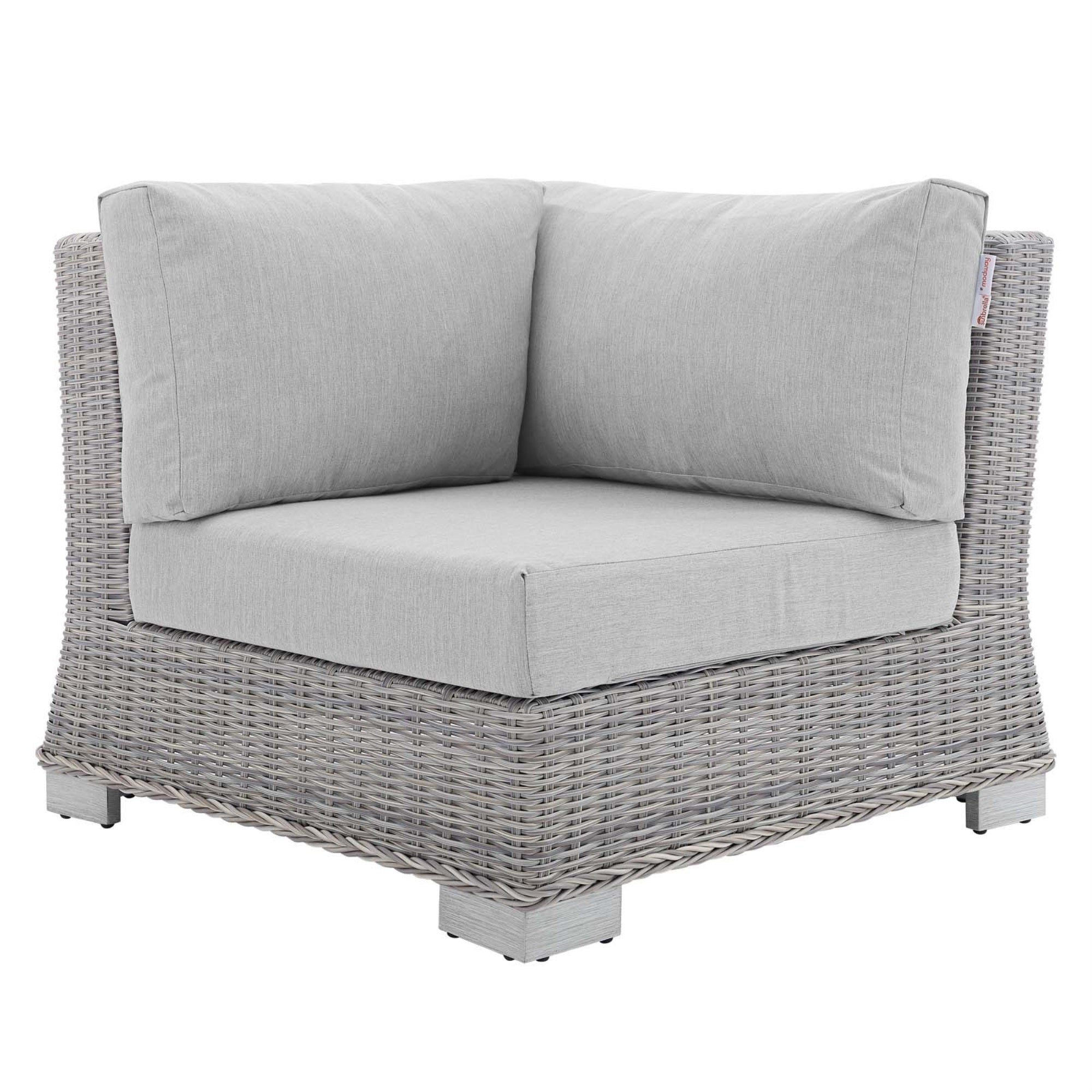 Conway Sunbrella Outdoor Patio Wicker Rattan Corner Chair Light Gray Gray