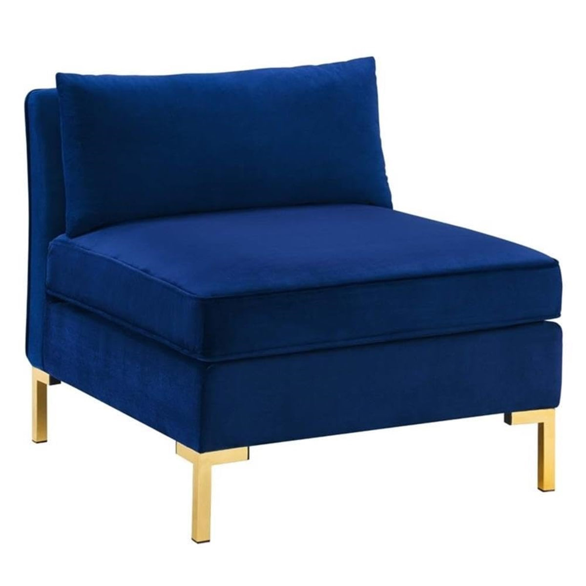 Casafoyer Ardent Modern Performance Velvet Armless Chair In Navy/Gold