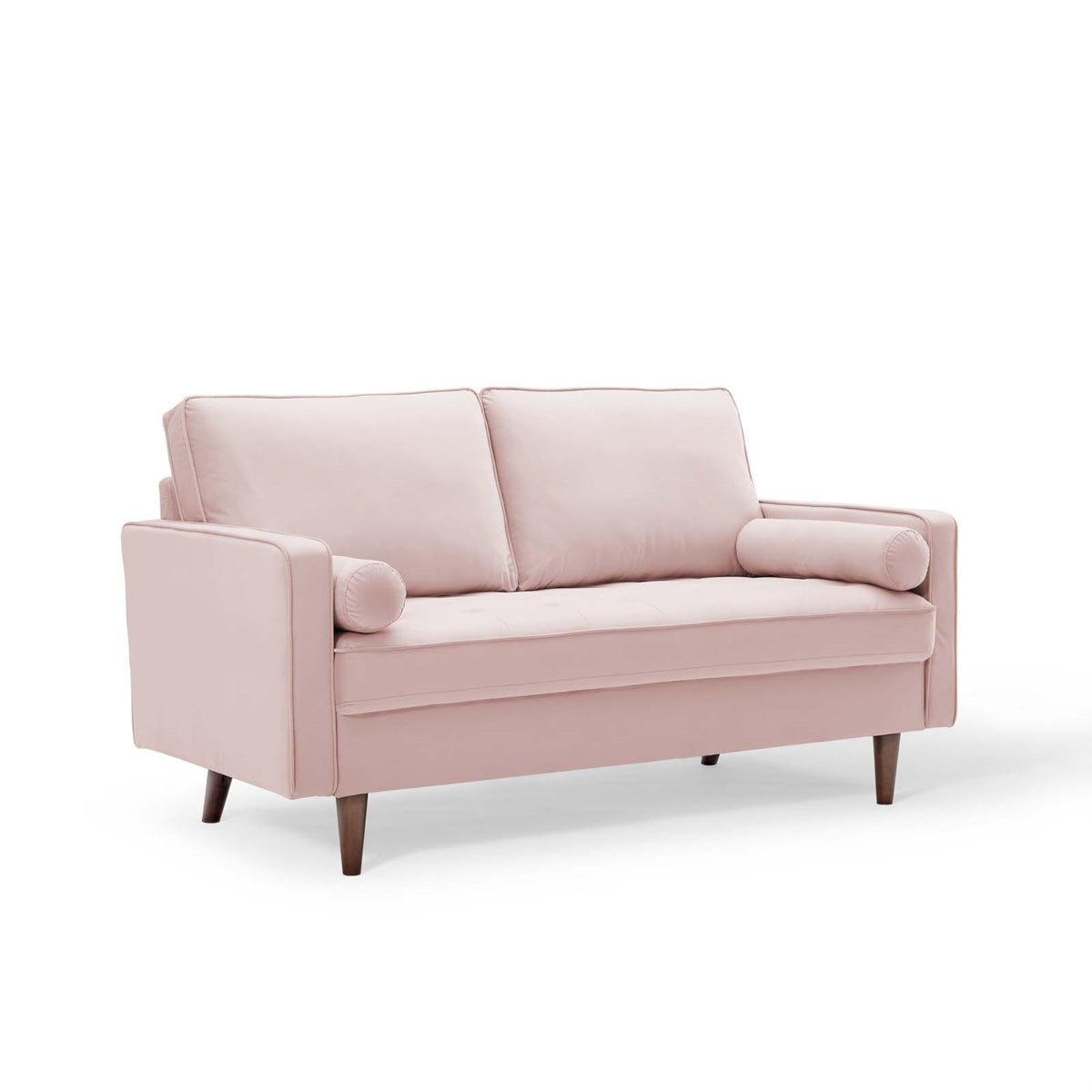 Valour Performance Velvet Loveseat - Timeless Charm, Modern Convenience - Stain-Resistant, Cozy, Tufted Design - Walnut Legs - 600 Lbs Capacity