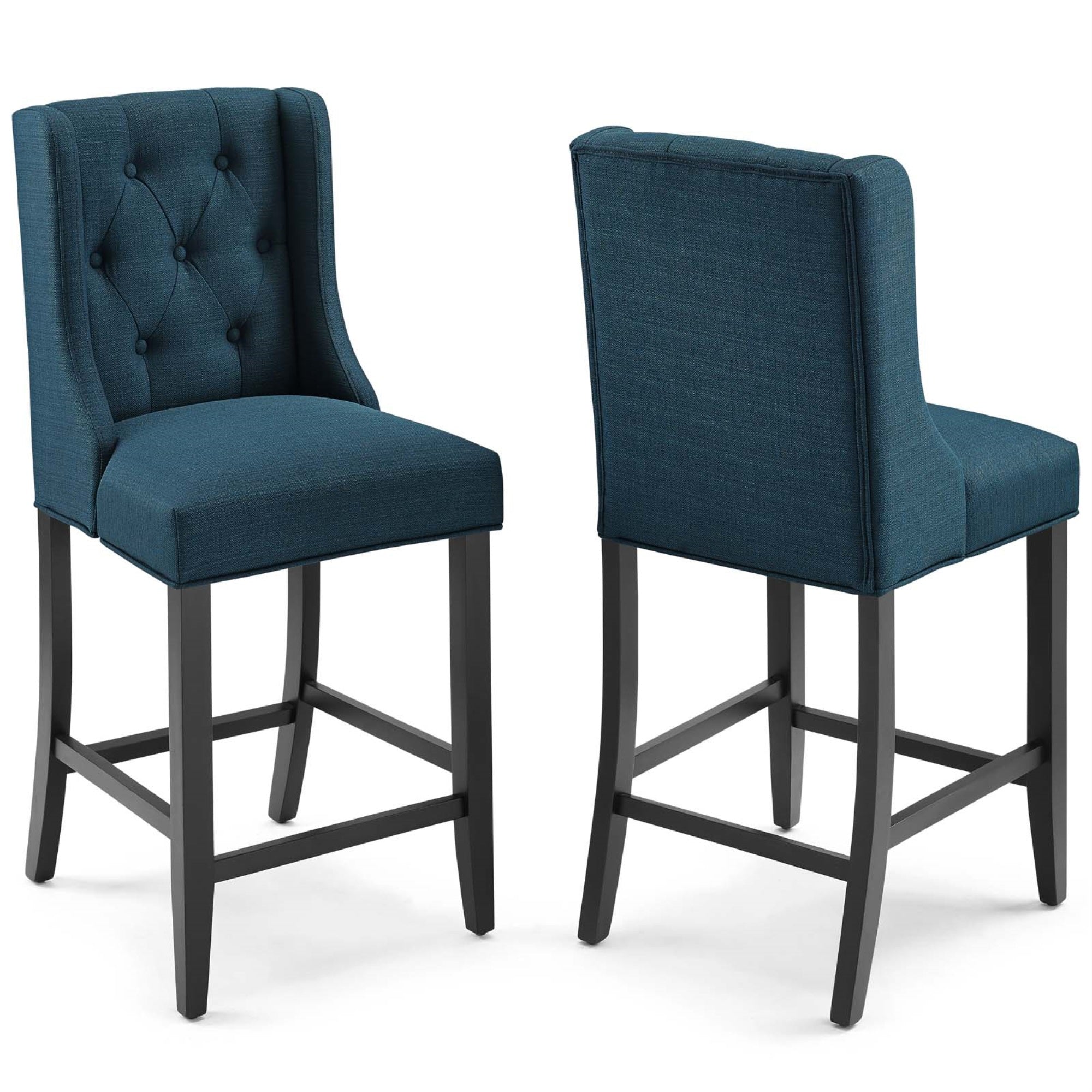 Baronet Tufted Button Upholstered Fabric Counter Stool Set Of 2 - Azure