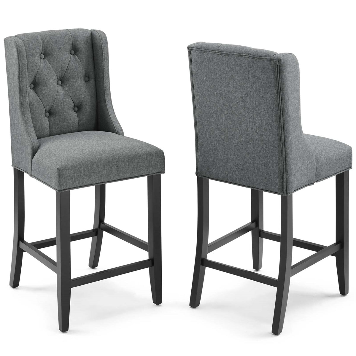 Baronet Counter Bar Stool Upholstered Fabric Set Of 2 Gray