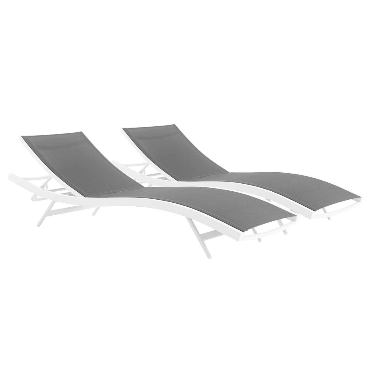 Casafoyer Glimpse Outdoor Patio Mesh Chaise Lounge Set Of 2 In White Gray