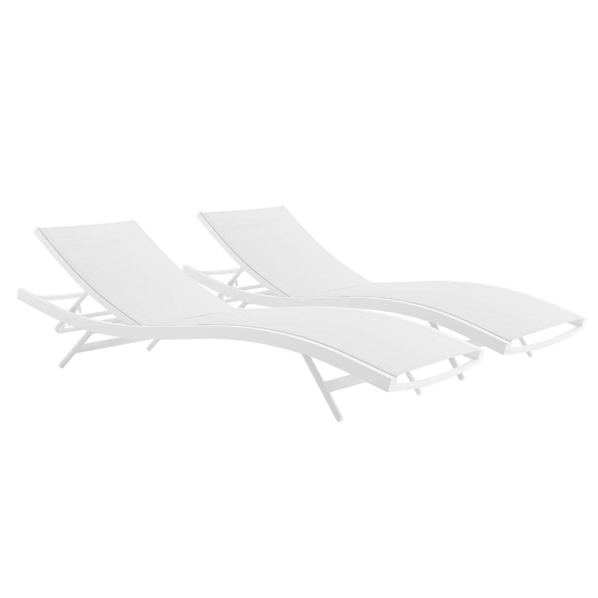 Casafoyer Glimpse Outdoor Patio Mesh Chaise Lounge Set Of 2 In White White