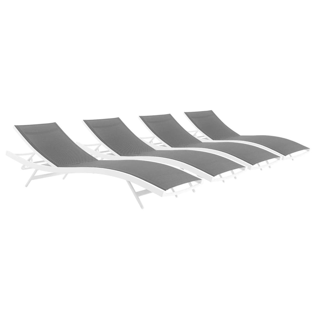 Casafoyer Glimpse Outdoor Patio Mesh Chaise Lounge Set Of 4 In White Gray