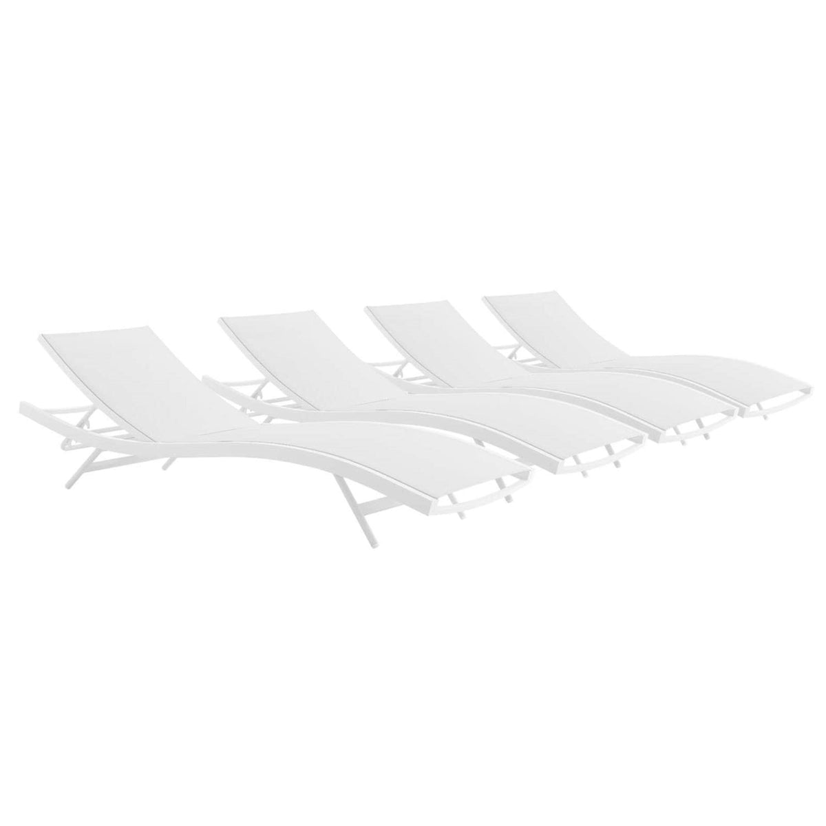 Casafoyer Glimpse Outdoor Patio Mesh Chaise Lounge Set Of 4 In White White