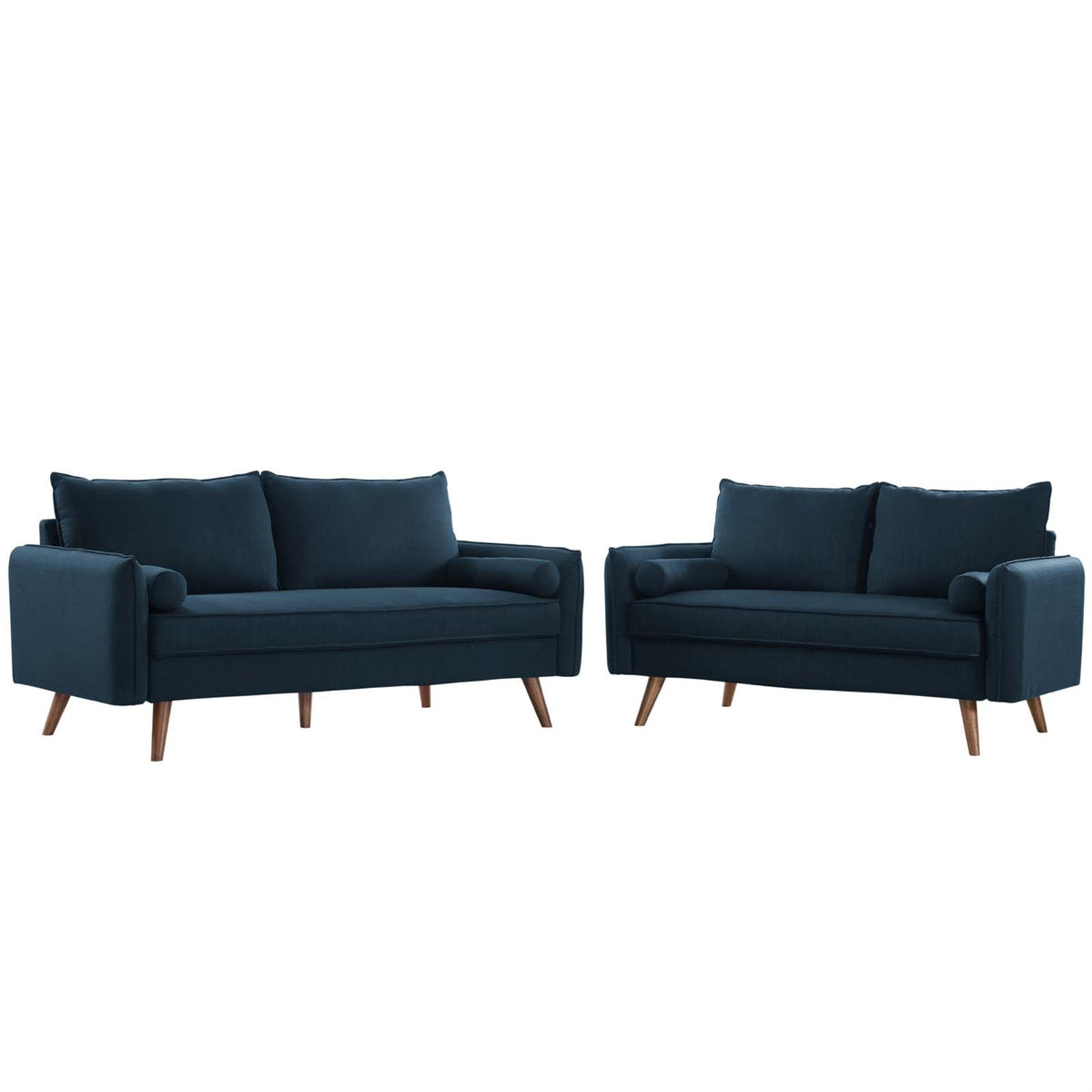 Revive Upholstered Fabric Sofa And Loveseat Set Azure