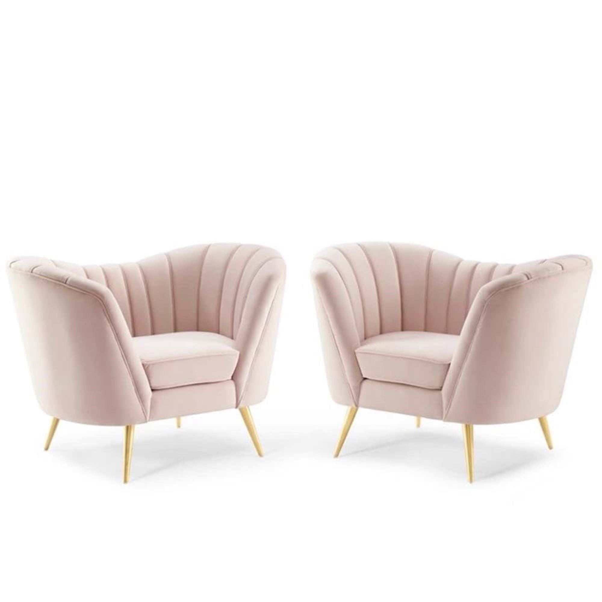 Casafoyer Opportunity Performance Velvet Armchair Set Of 2, Pink
