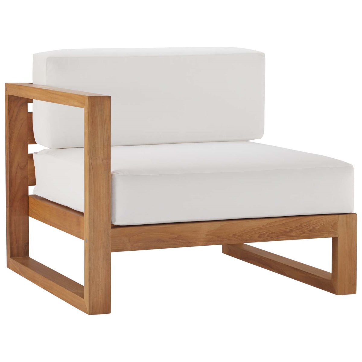 Upland Teak Wood Outdoor Patio Left-Arm Chair - Durable & Stylish Furniture For Balconies, Backyards, And Gardens. Assembly Required.