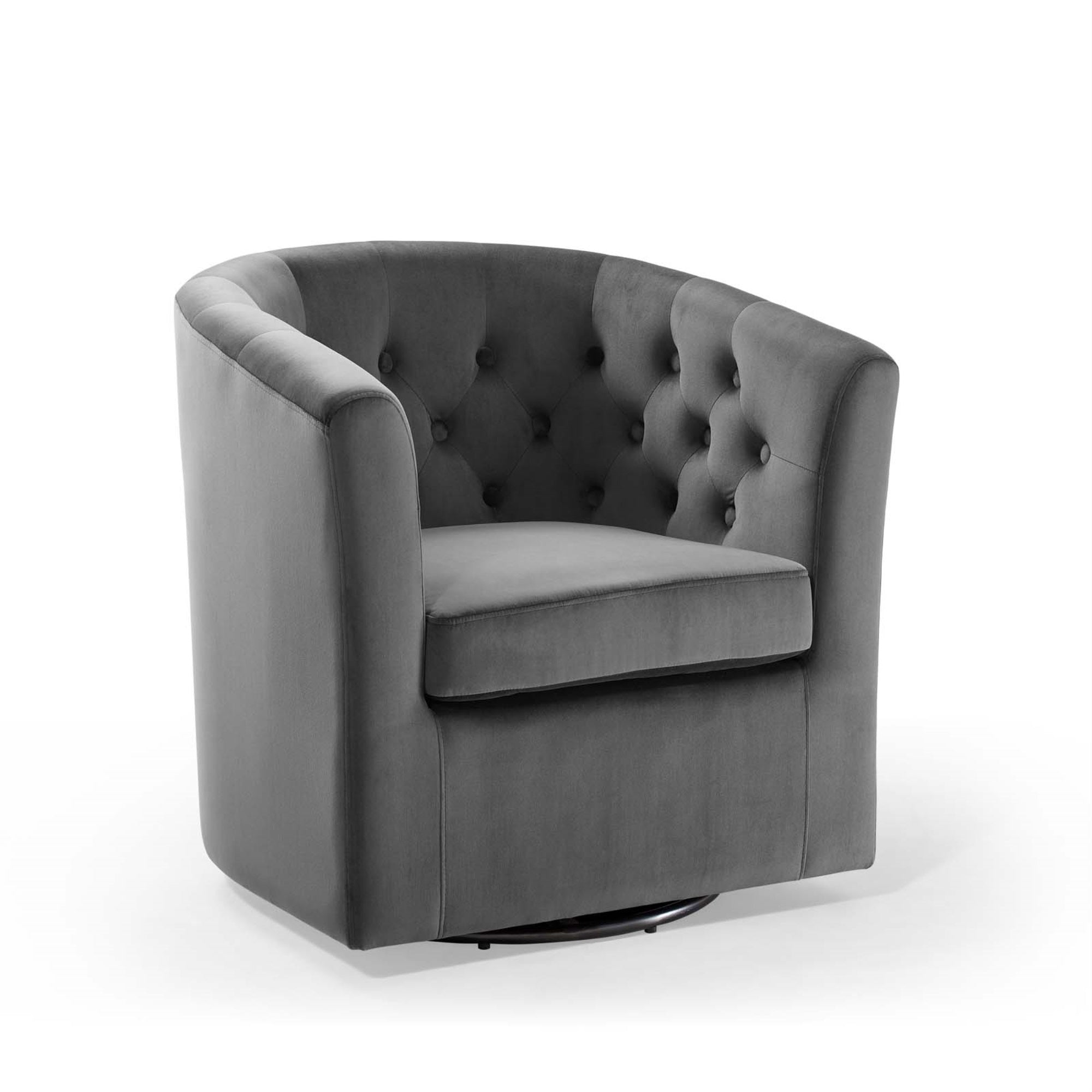 Prospect Tufted Performance Velvet Swivel Armchair Charcoal