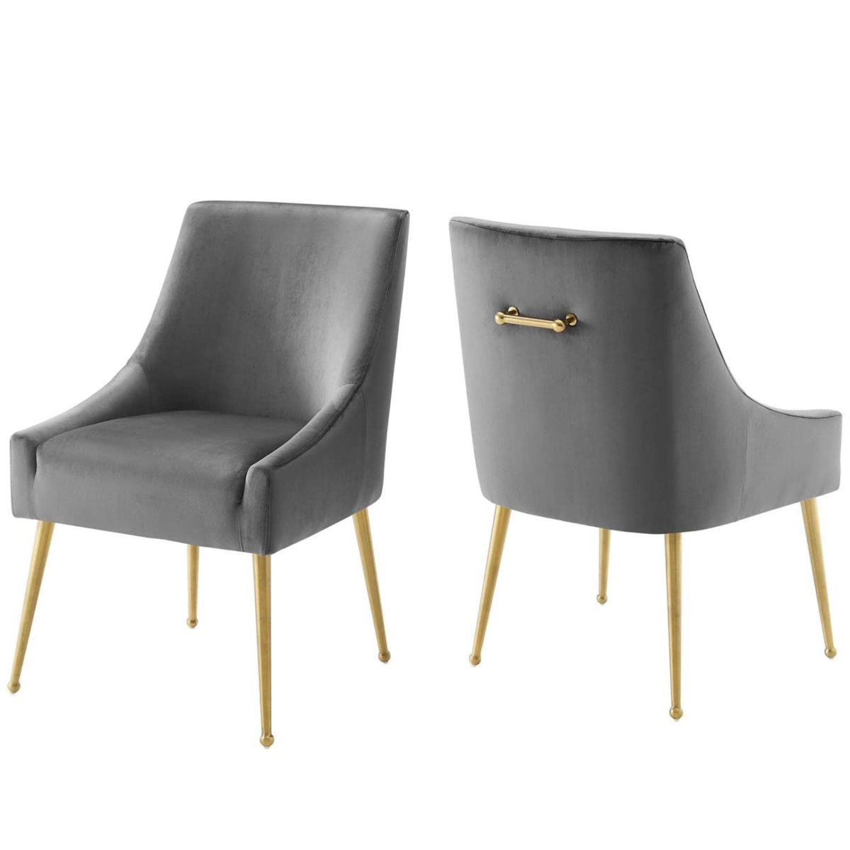 Casafoyer Discern Upholstered Performance Velvet Dining Chair Set Of 2, Gray