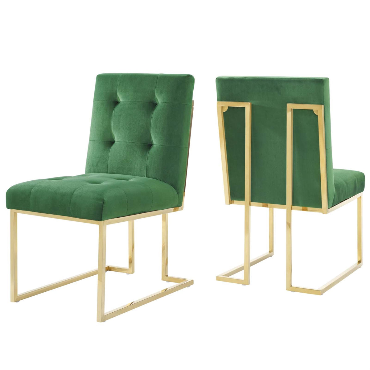 Privy Gold Stainless Steel Performance Velvet Dining Chair Set Of 2 Gold Emerald