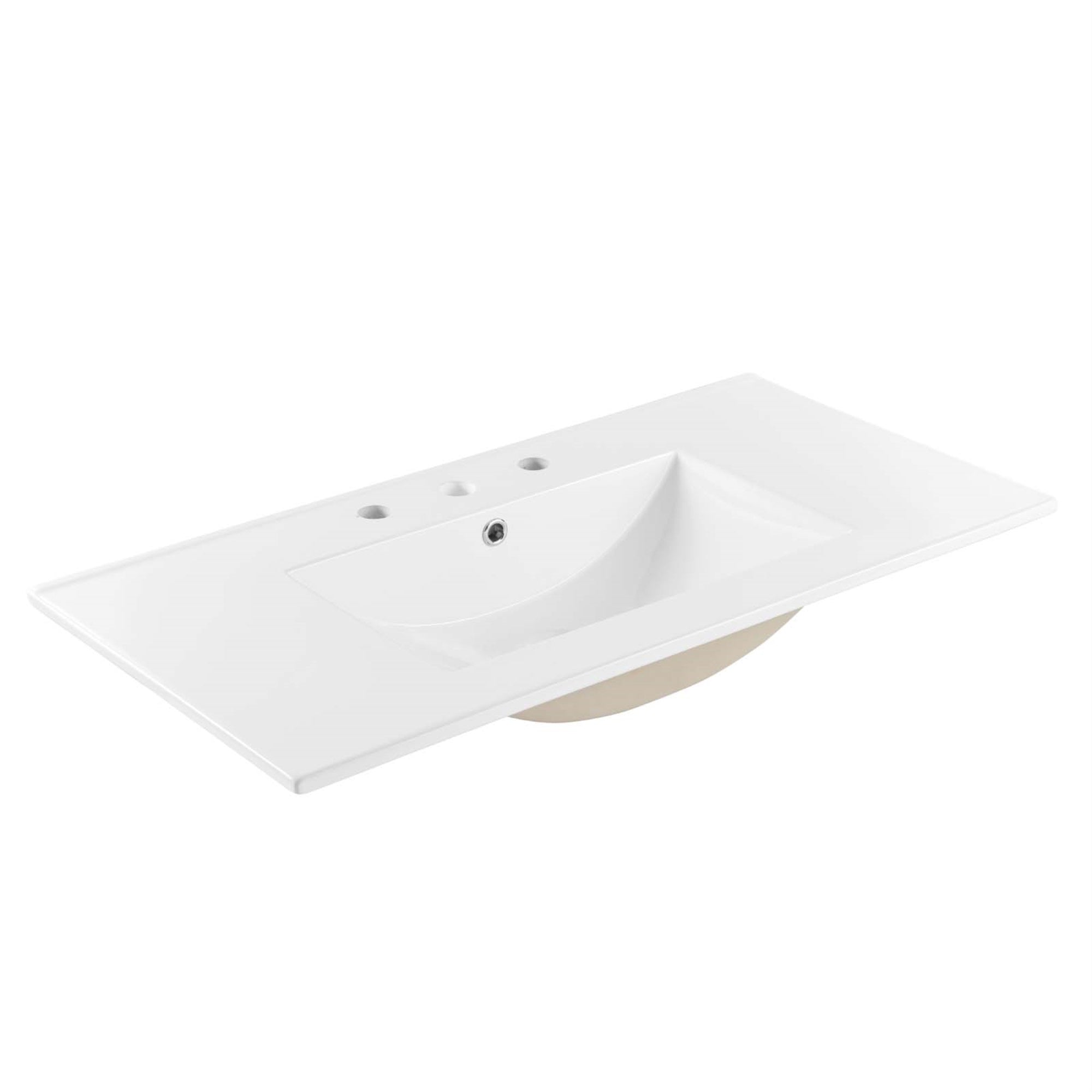 Cayman 36' Bathroom Sink - Sleek & Contemporary Design, 8' Centerset, Integrated Countertop, Stylish Squared Basin - High-Quality Upgrade