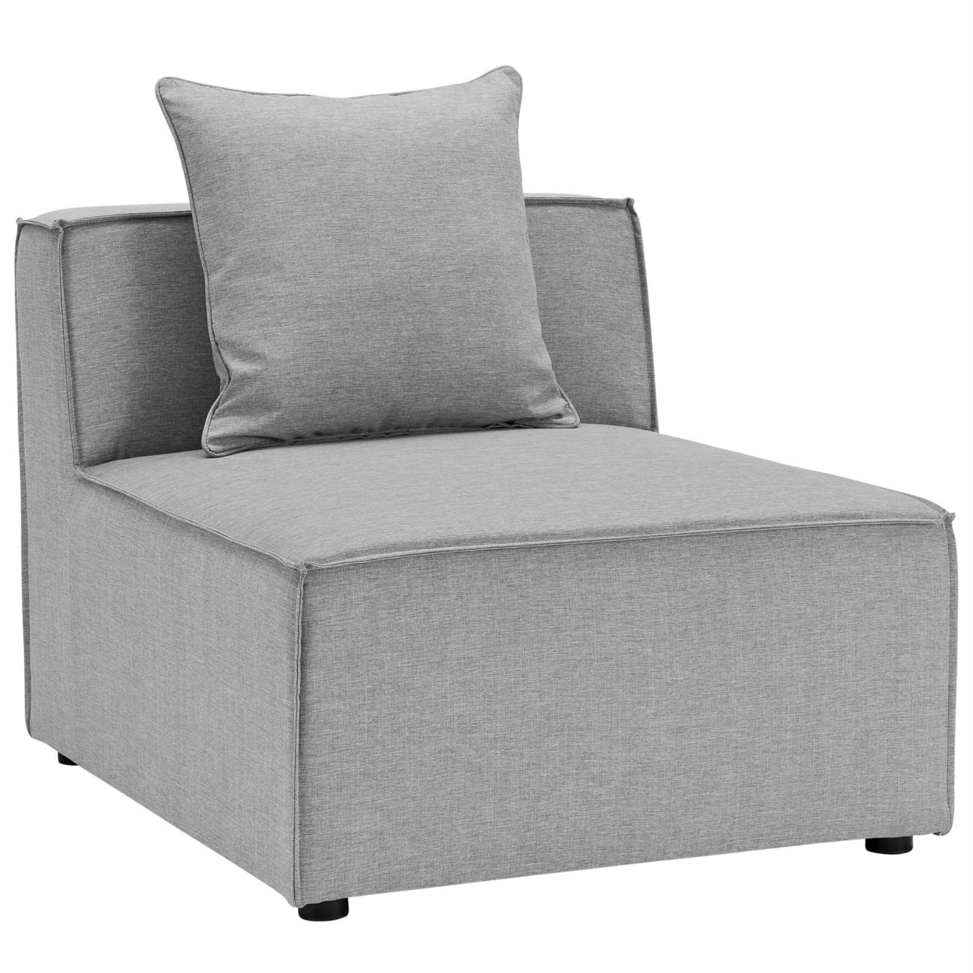 Saybrook Outdoor Patio Upholstered Sectional Sofa Armless Chair Gray