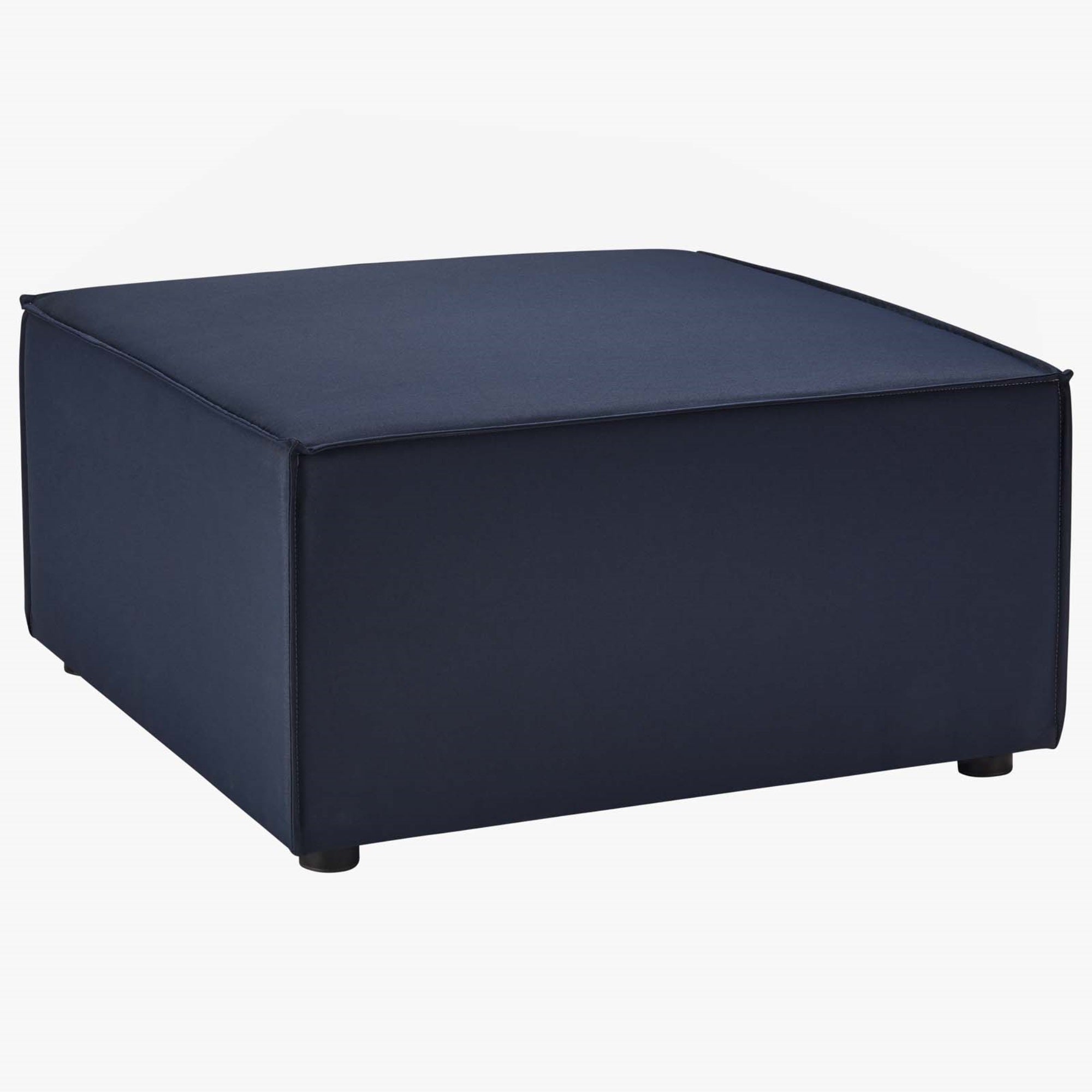 Outdoor Patio Saybrook Upholstered Sectional Sofa Ottoman - Enhance Comfort & Contemporary Appeal - All-Weather Construction - Water & Uv Resistant - French Piping Details - Durable & Sturdy - Non-Marking Foot Caps - Navy