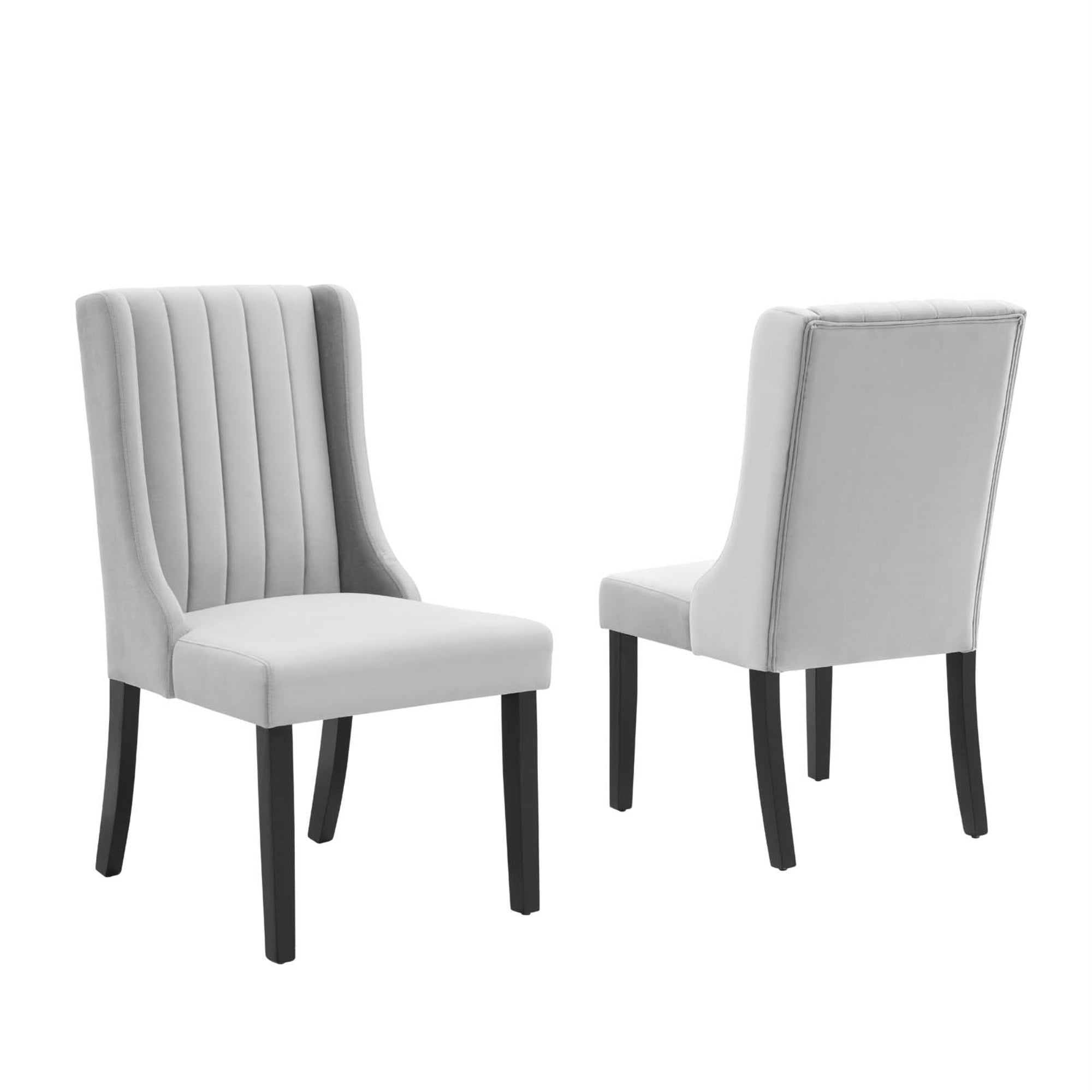 Renew Performance Velvet Dining Chairs - Set Of 2 | Luxurious & Stain-Resistant | Art Deco Style | Comfortable Seating | Durable Frame | Black Legs & Foot Glides | Perfect For Dining Room & More