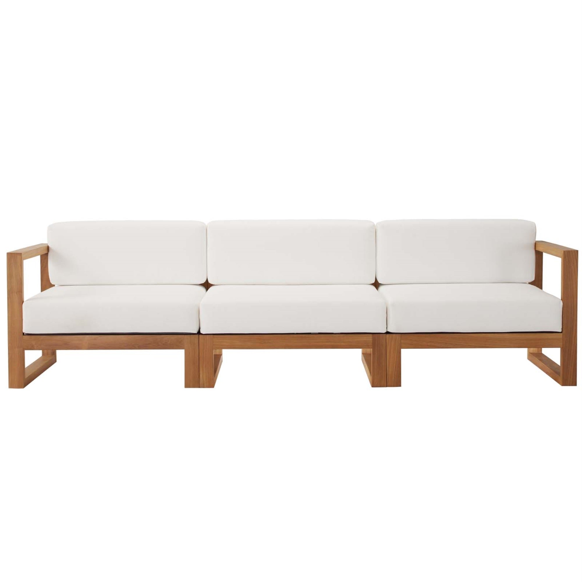 Upland Teak Wood Outdoor Patio Furniture Collection - Durable 3-Piece Sectional Sofa Set For Balcony, Backyard, Patio - Weather Resistant & Versatile.