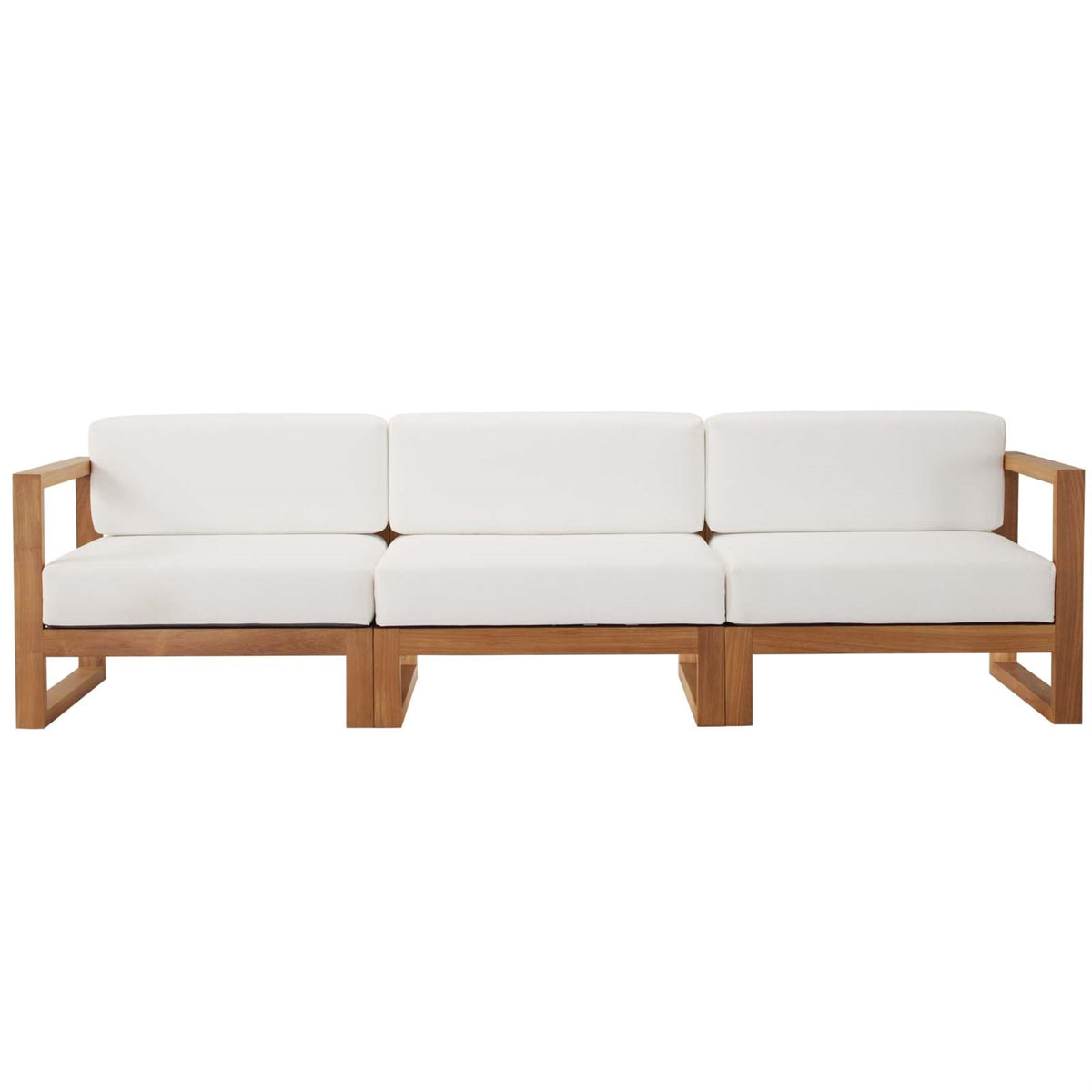 Upland Teak Wood Outdoor Patio Furniture Collection - Durable 3-Piece Sectional Sofa Set For Balcony, Backyard, Patio - Weather Resistant & Versatile.