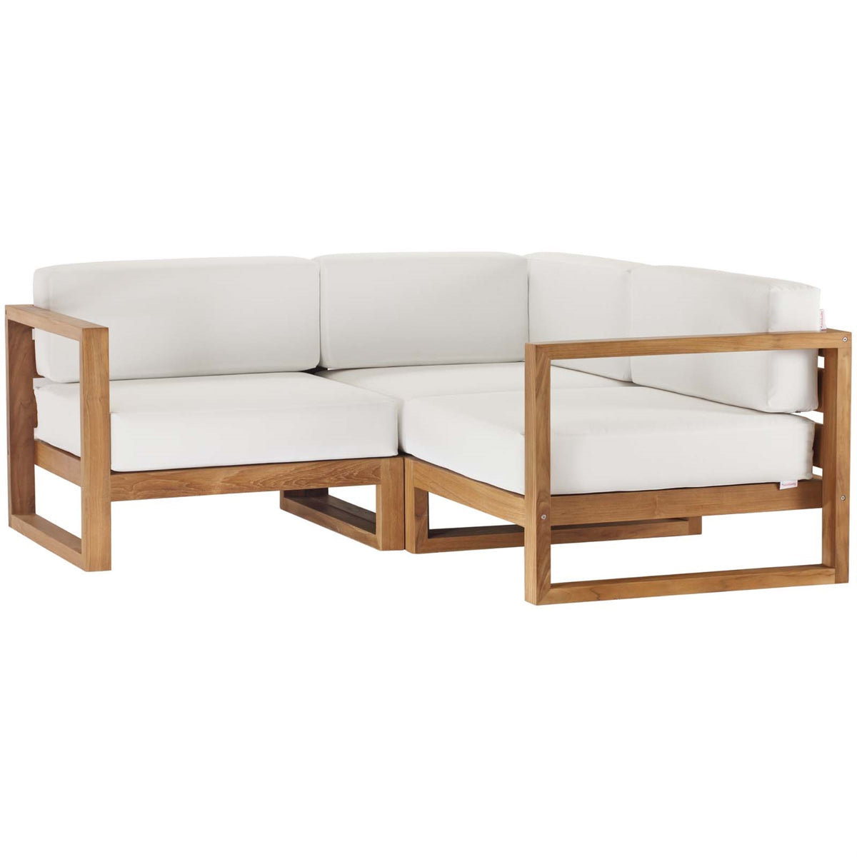 Upland Teak Wood Outdoor Patio Furniture Collection - 3-Piece Sectional Sofa Set For Balconies, Backyards, Patios, And Gardens. Durable And Weather-Resistant.