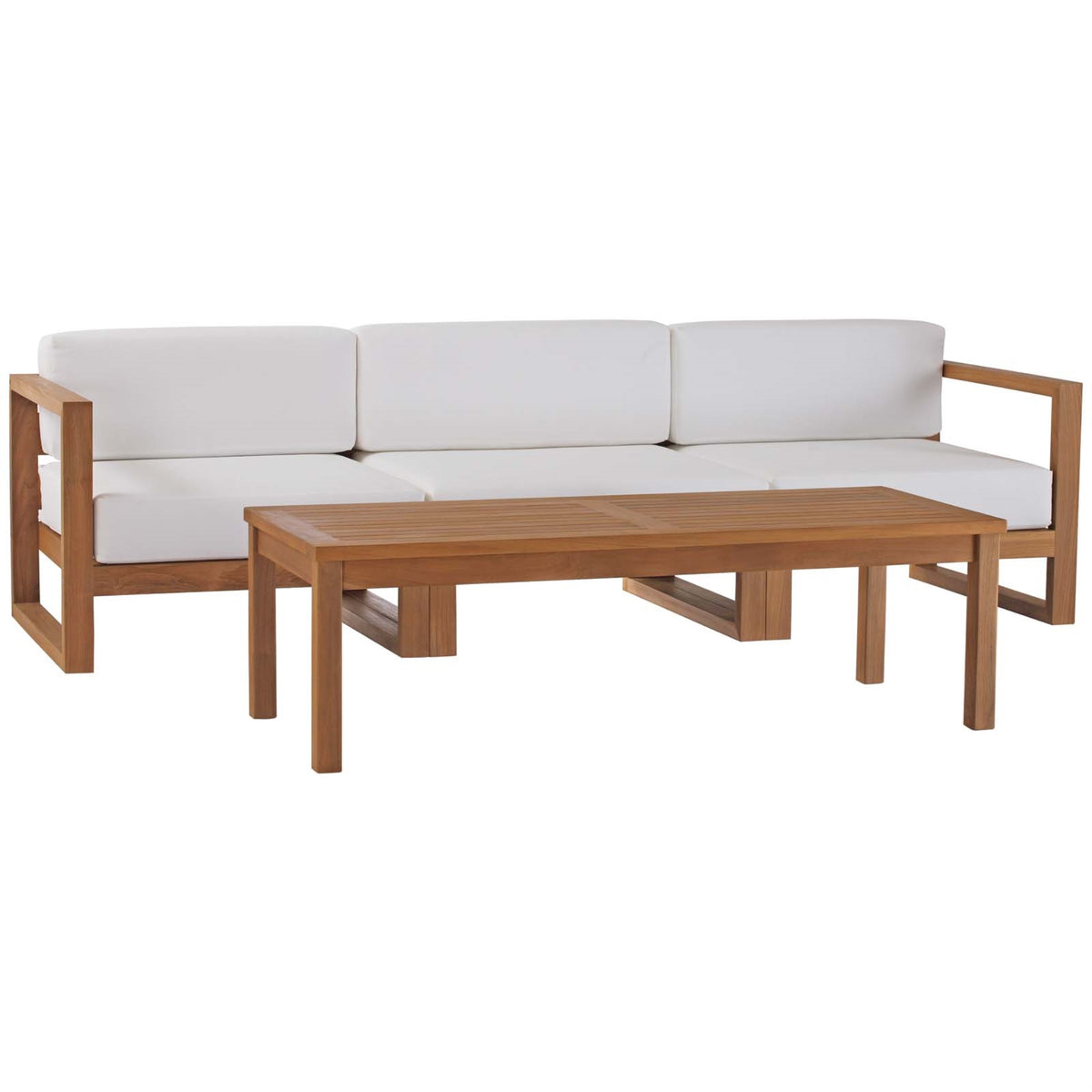 Upland Teak Wood Outdoor Patio Furniture Collection - Durable 4-Piece Set For Balcony, Backyard, Patio, Poolside, Or Garden Space. Customize Your Seating With Modular Design. Includes Sectional Sofa And Coffee Table. Assembly Required.