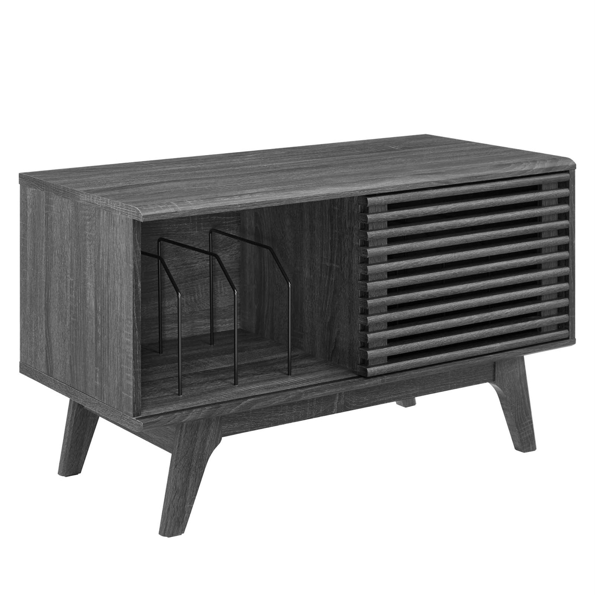 Modern Walnut Vinyl Record Display Stand - Stylish & Functional Storage Solution'