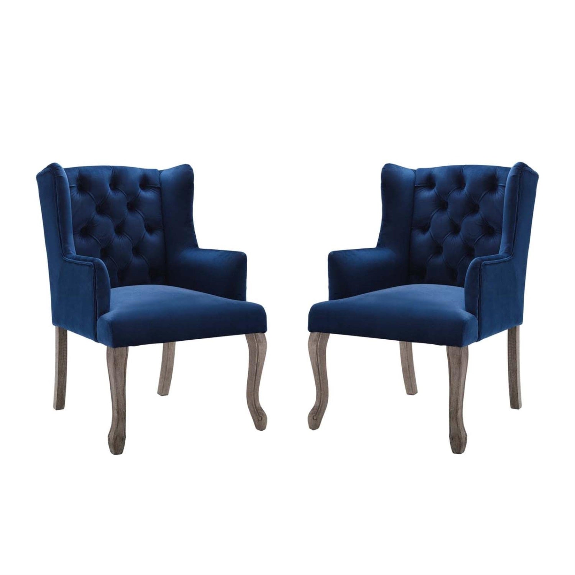 Casafoyer Realm French Vintage Dining Performance Velvet, Armchair - Set Of 2, Navy