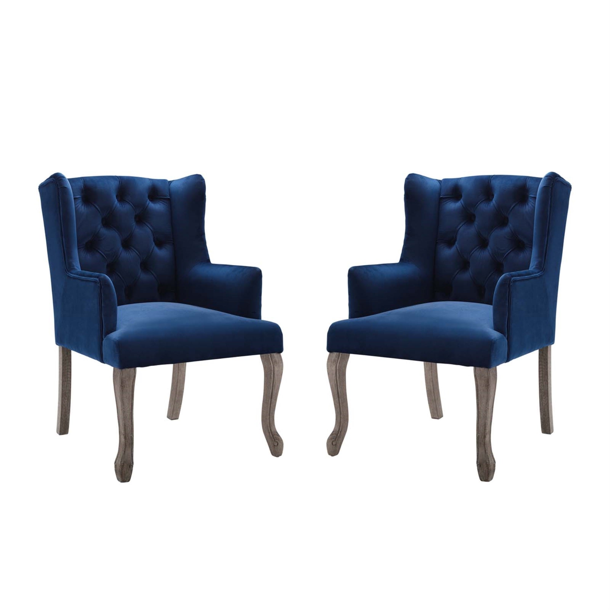 Realm Armchair Performance Velvet Set Of 2 Navy