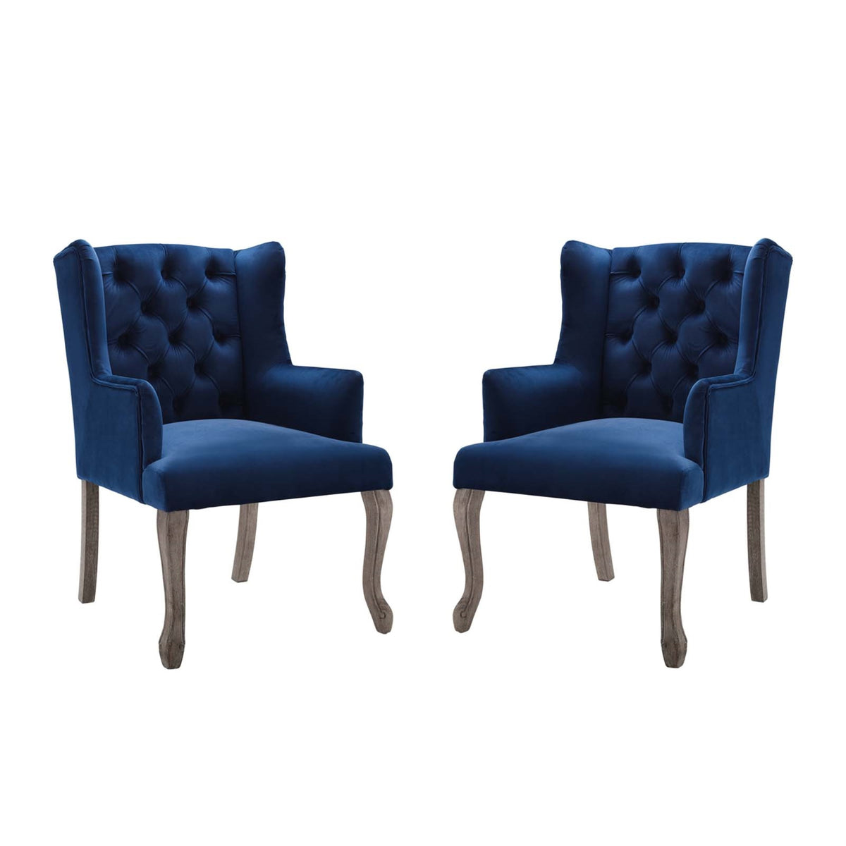 Realm Armchair Performance Velvet Set Of 2 Navy