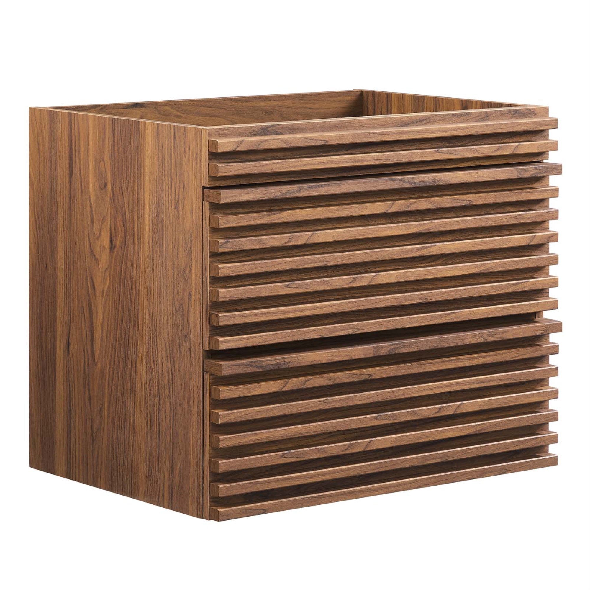 Ergode 24' Wall-Mount Bathroom Vanity Cabinet - Sleek Walnut Grain Finish, Ample Storage, Easy Installation, Modern Design