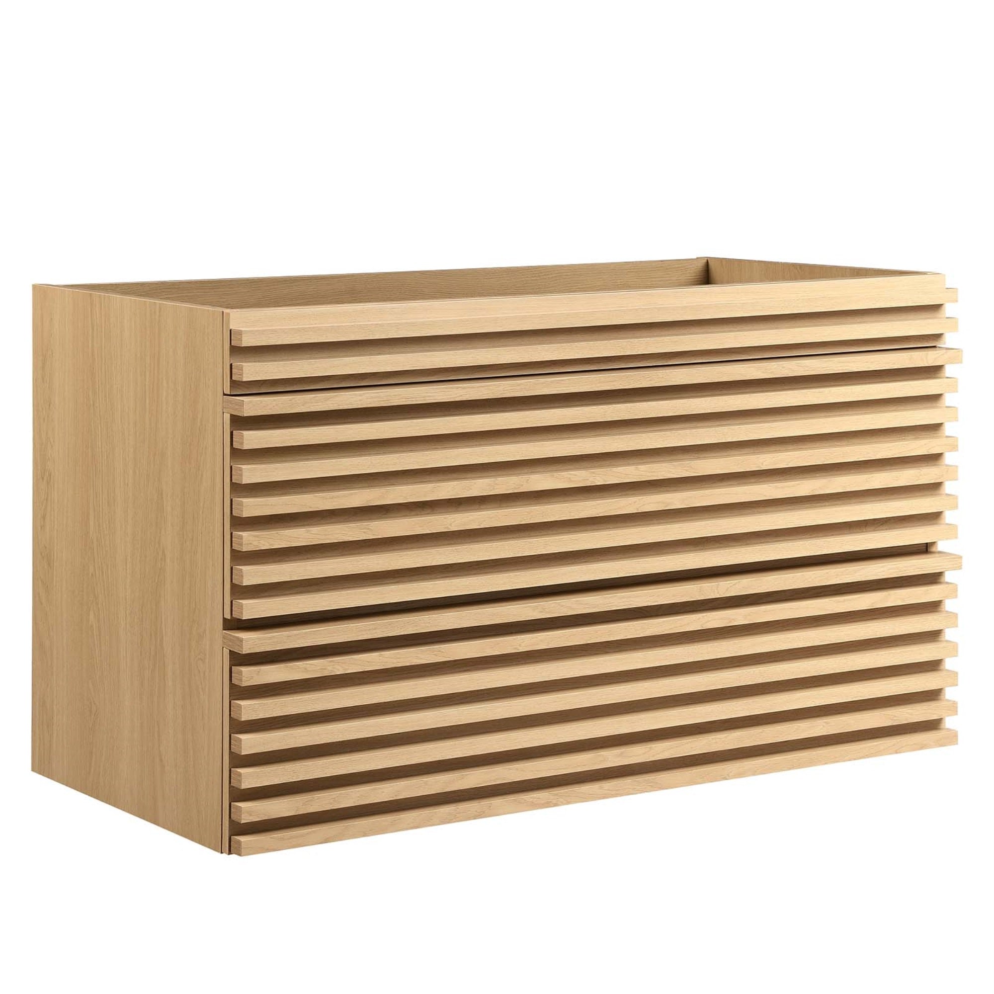 Ergode 36' Wall-Mount Bathroom Vanity Cabinet - Mid-Century Design, Walnut Grain Finish, 2 Drawers, Easy Installation, Ample Storage