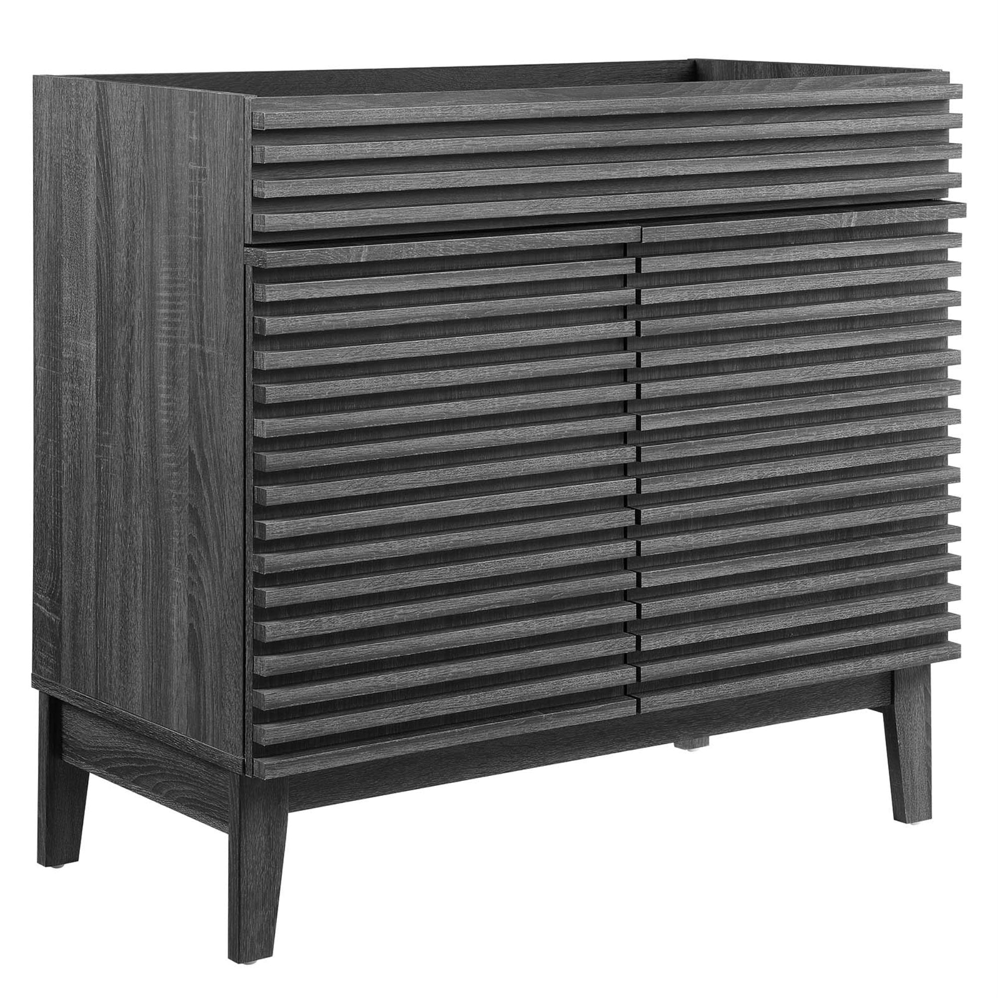 Ergode 36' Mid-Century Vanity Cabinet - Durable Frame, Sleek Finish, Adjustable Shelf, Modern Design