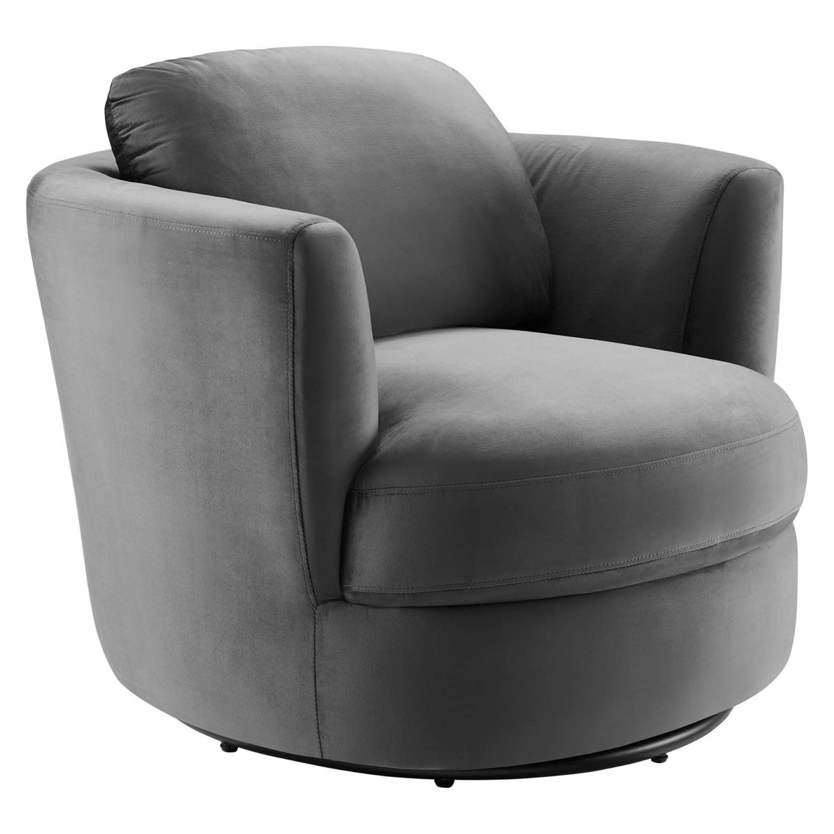 Pirouette Performance Velvet Swivel Armchair Gray