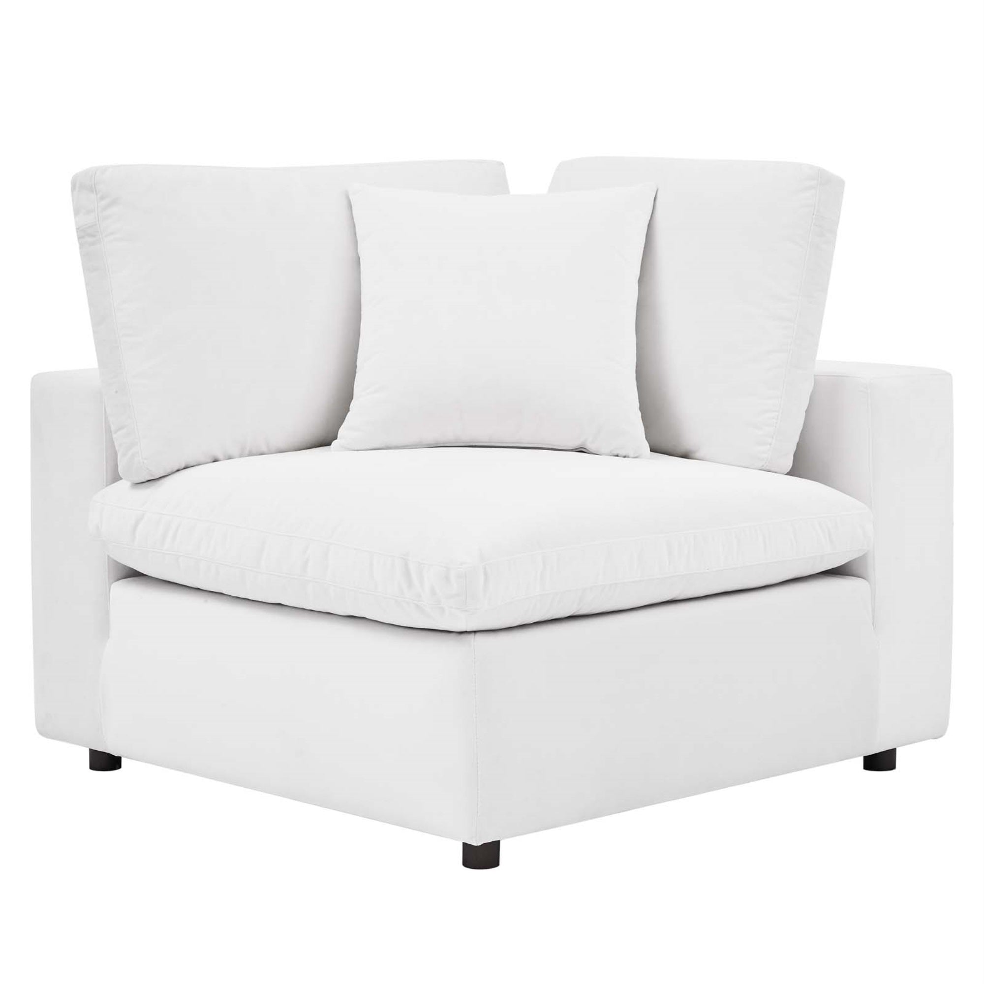 Commix Corner Chair - Plush, Sleek Design, Stain-Resistant Velvet, Solid Wood Construction, Foam Padded Cushions, Down Feather Fill, 331 Lbs Capacity