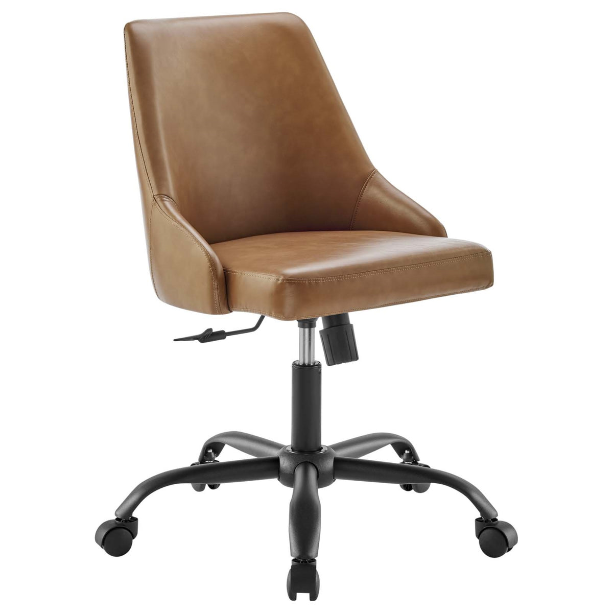 Designate Swivel Vegan Leather Office Chair Black Tan