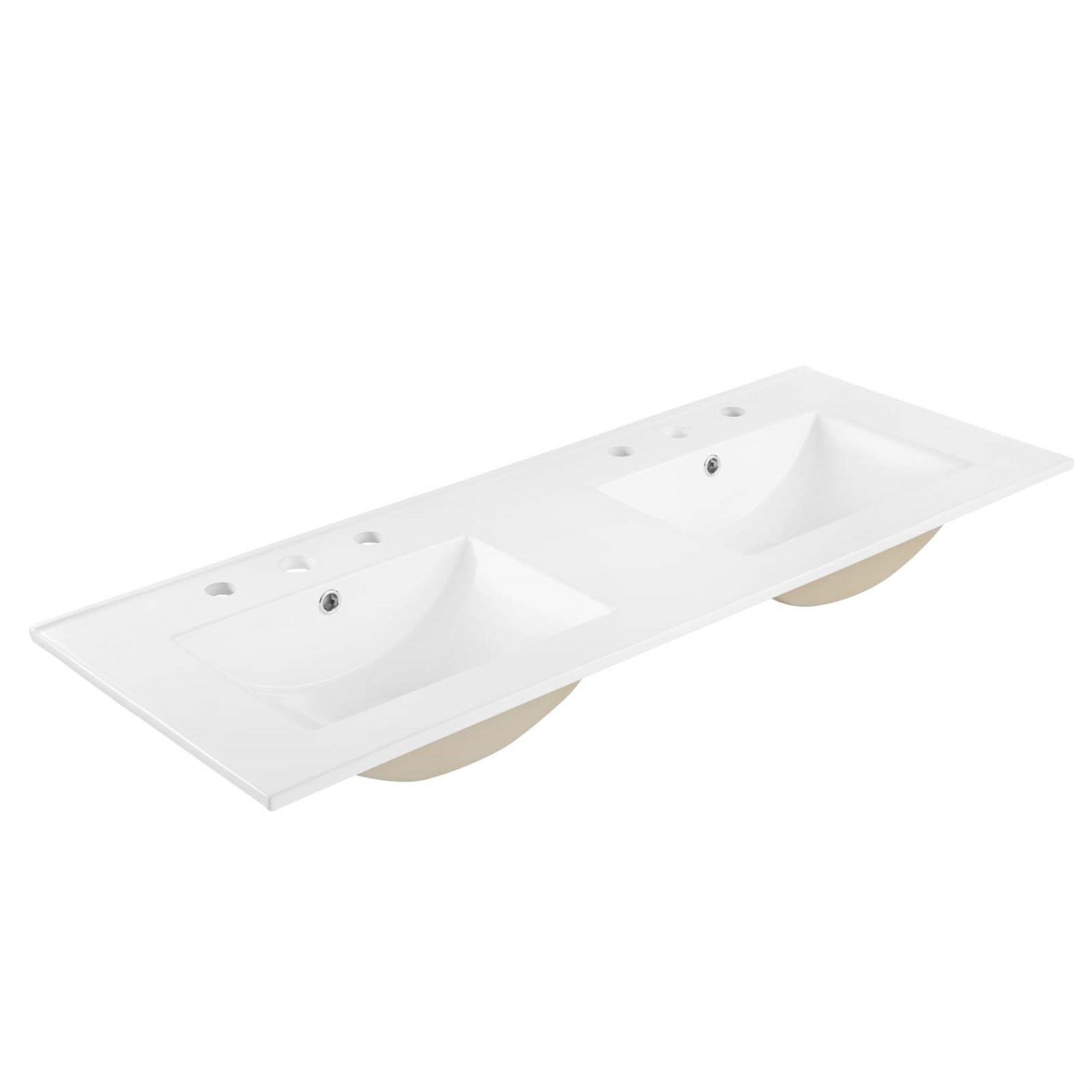 Ergode 48' Double Basin Bathroom Sink - Stylish & Contemporary Design, Dual Ceramic Basins, Integrated Countertop, 8' Centerset Faucet Holes