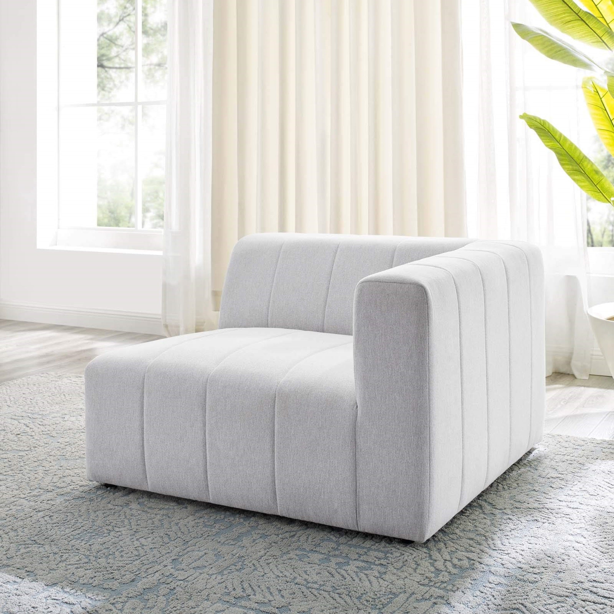Casafoyer Bartlett Channel Tufted Upholstered Sectional, Right-Arm Chair, Ivory