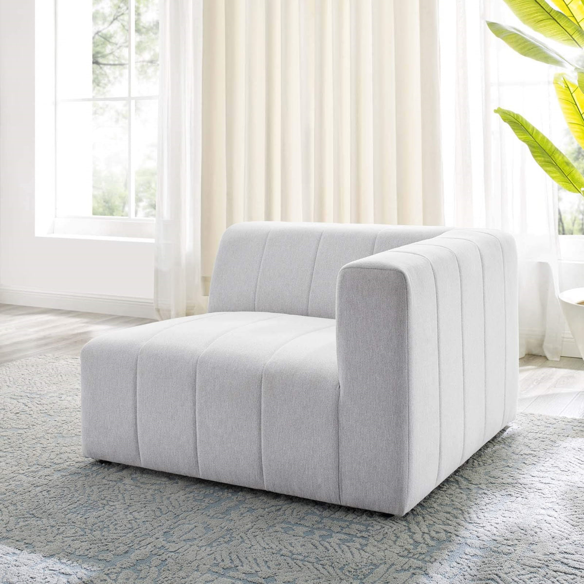 Casafoyer Bartlett Channel Tufted Upholstered Sectional, Right-Arm Chair, Ivory