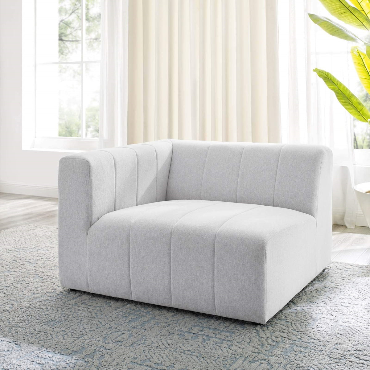 Casafoyer Bartlett Channel Tufted Upholstered Sectional, Left-Arm Chair, Ivory