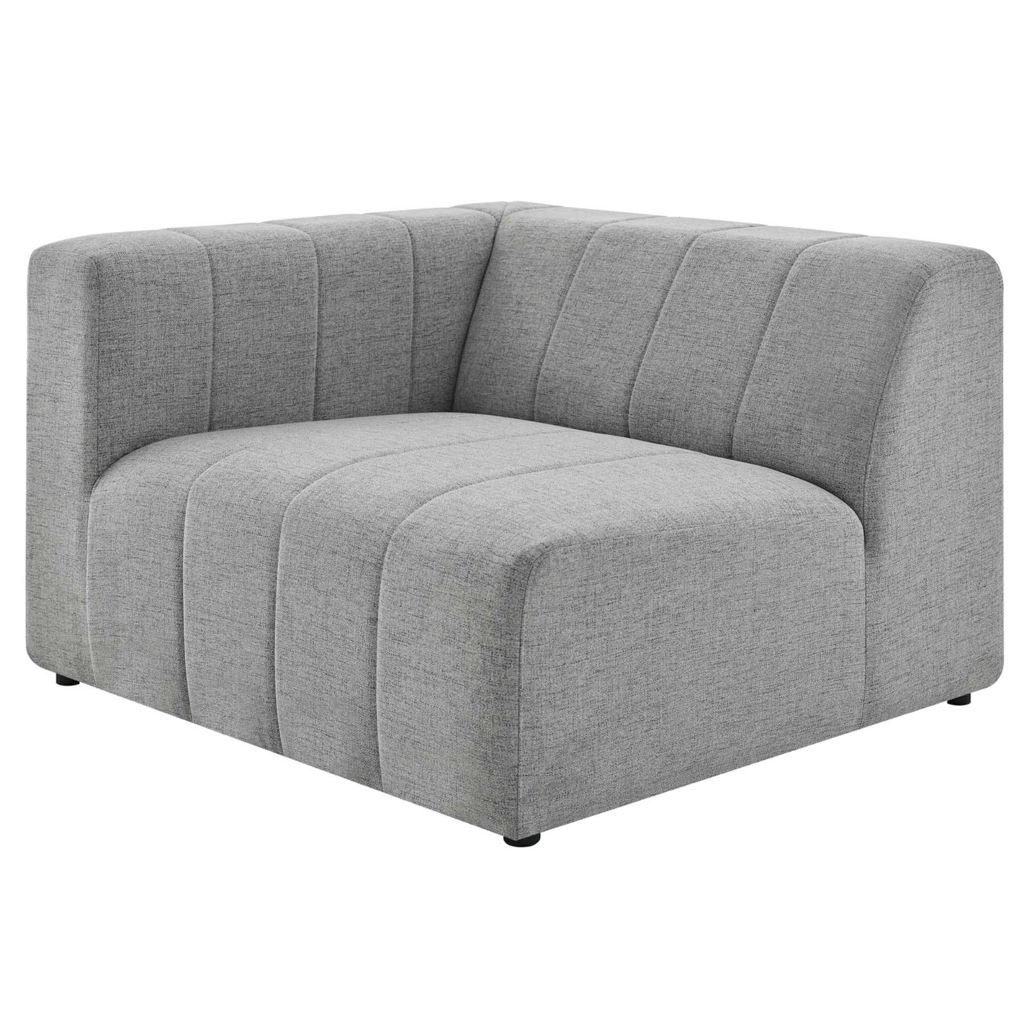 Bartlett Upholstered Fabric Left-Arm Chair - Retro Modern Style, Dense Foam Padding, Sturdy Frame, Non-Marking Foot Caps - Light Gray