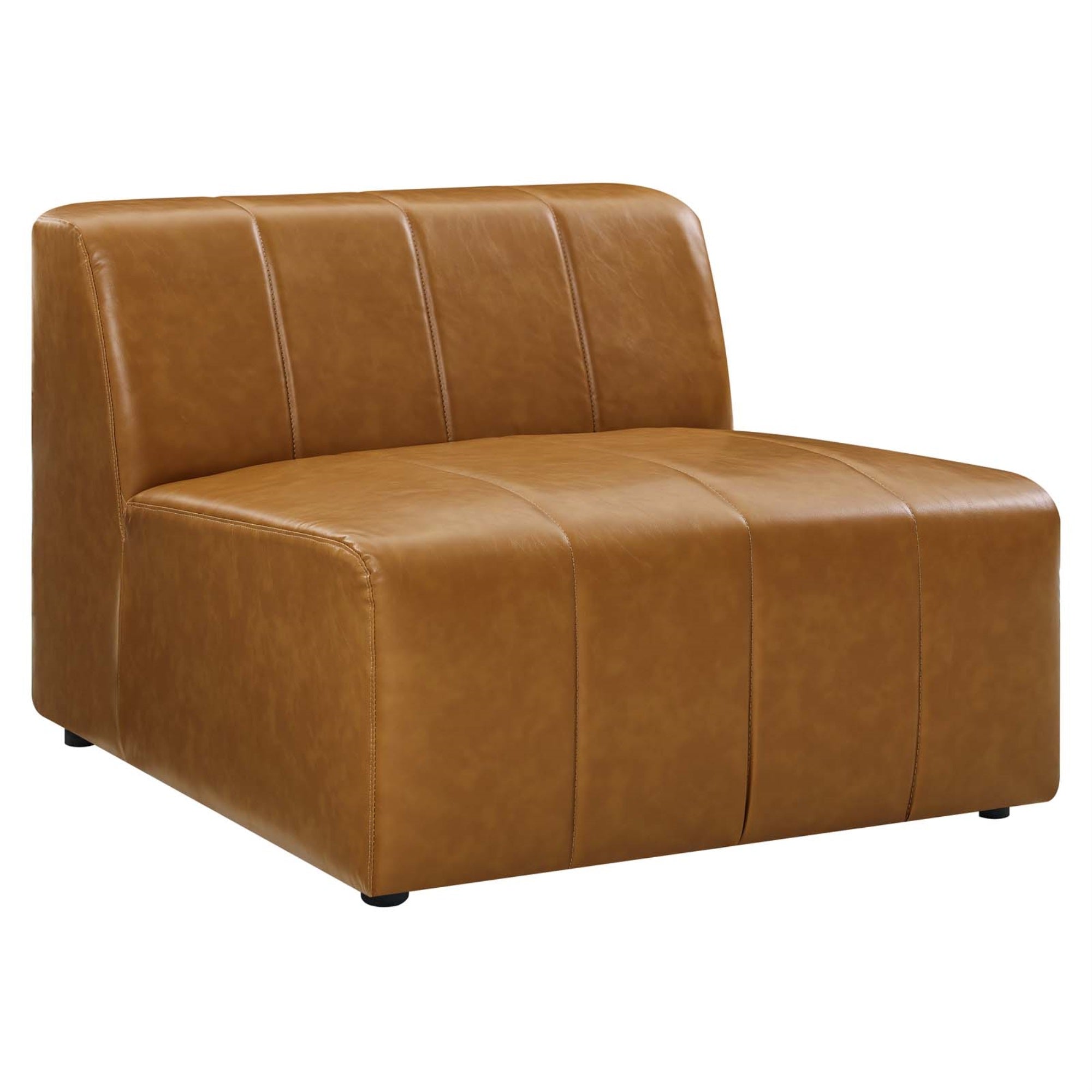Bartlett Vegan Leather Armless Chair - Customizable Retro Modern Style, Dense Foam Padding, Sturdy Frame, Non-Marking Foot Caps - Tan