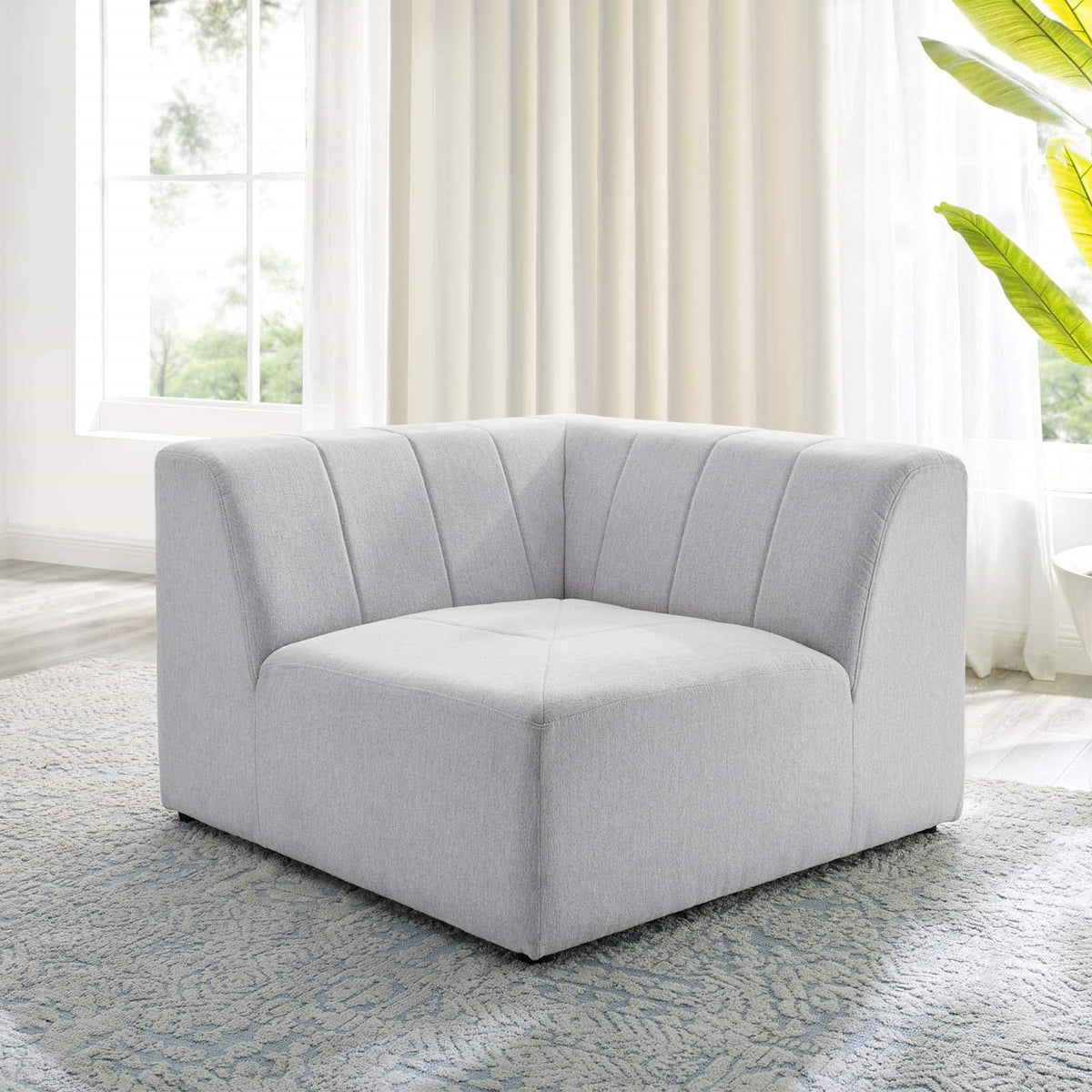 Casafoyer Bartlett Channel Tufted Upholstered Sectional, Corner Chair, Ivory